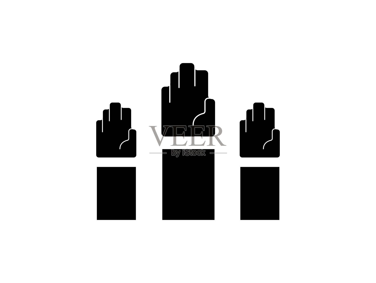 民主图标模板与三手。矢量图插画图片素材