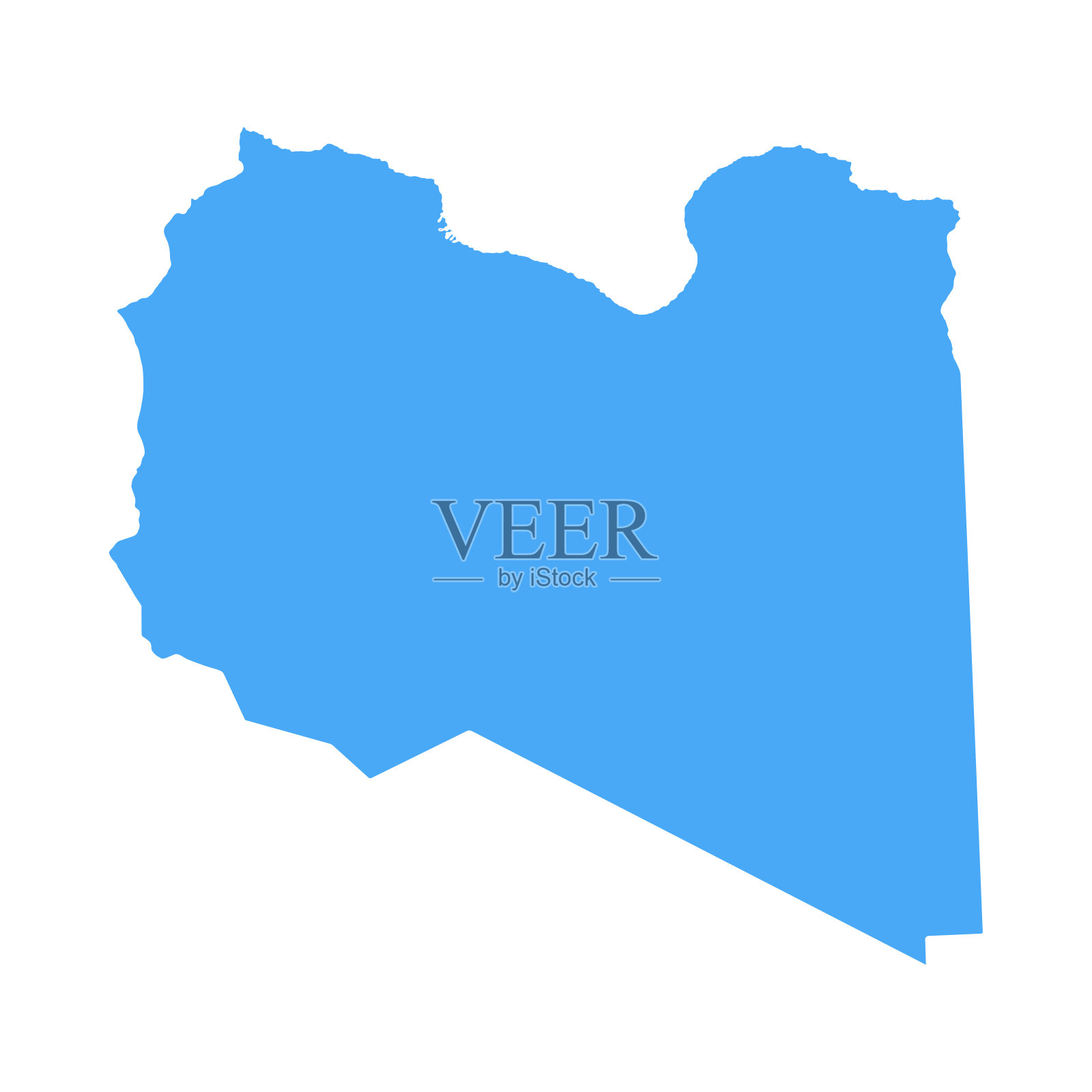 利比亚地图-矢量固体等高线插画图片素材