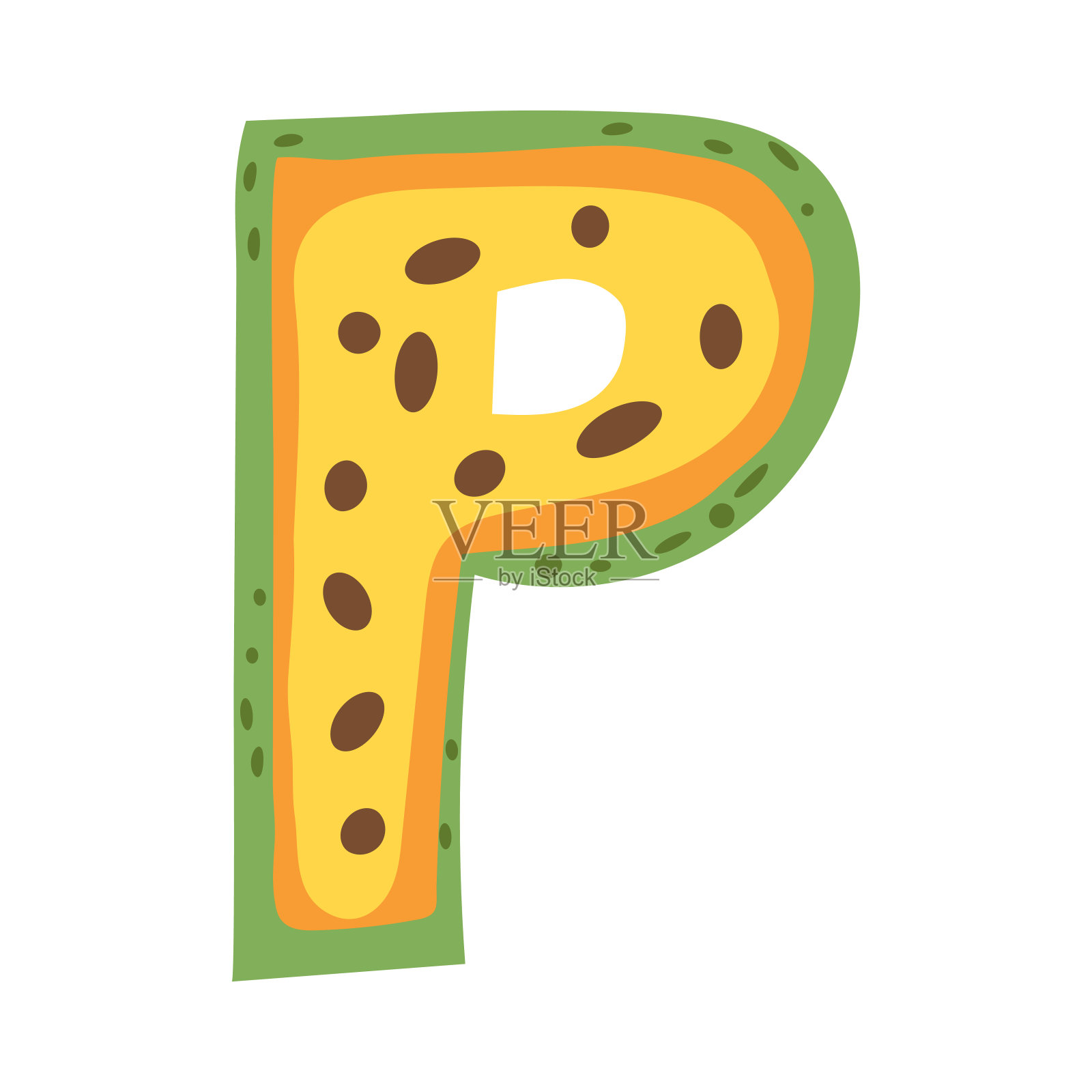 木瓜以字母P的形式呈现出水果的字母图案。矢量插图。设计元素图片