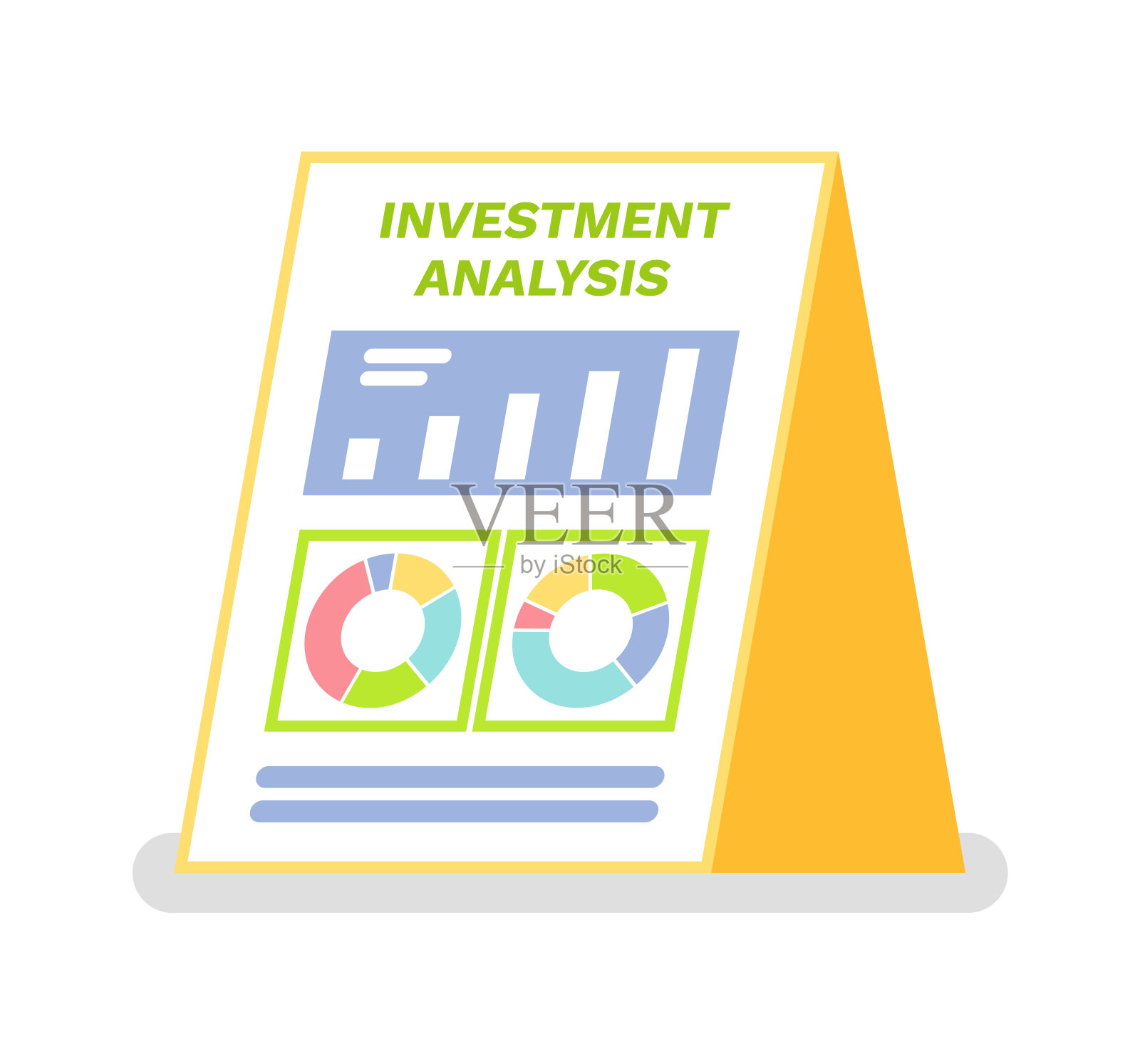 投资分析,饼图与部分插画图片素材