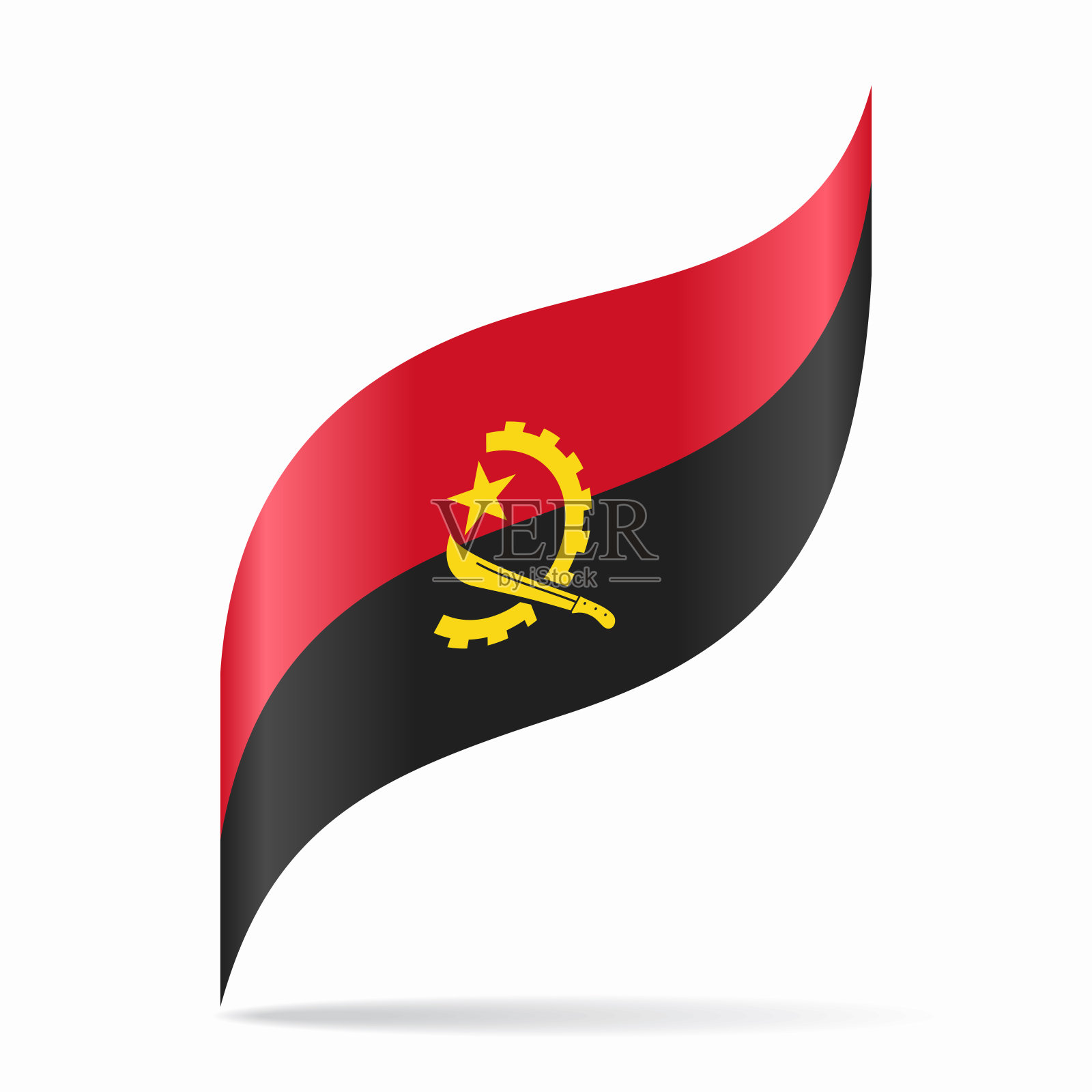 安哥拉国旗波浪抽象背景。矢量插图。插画图片素材