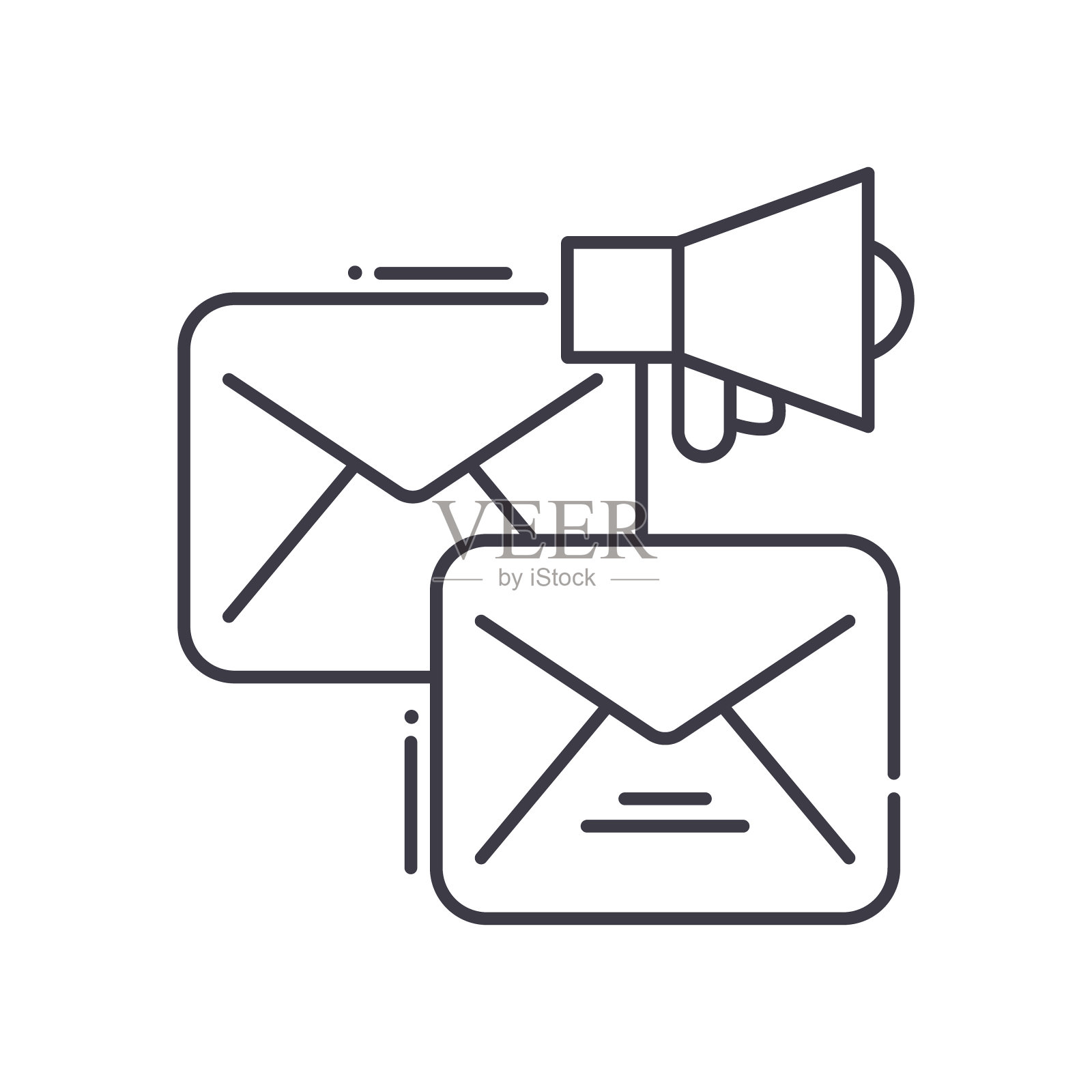 电子邮件营销概念图标,线性孤立的插图,细线矢量,网页设计标志,轮廓概念符号与可编辑的白色背景笔触。图标素材