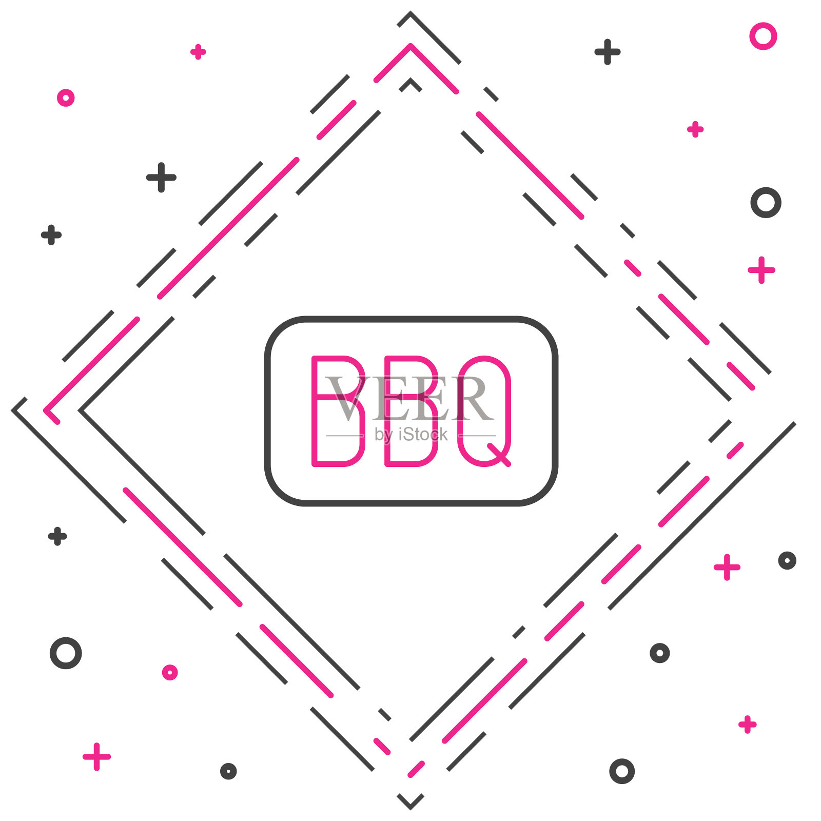 线条烧烤图标孤立在白色背景上。热的象征。烧烤派对。彩色轮廓概念。向量插画图片素材