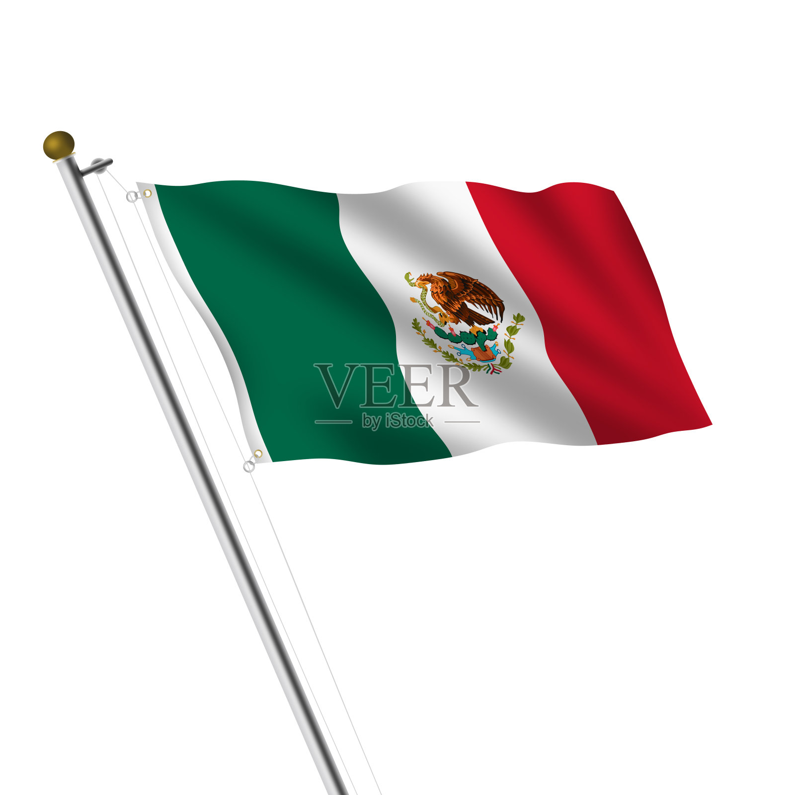 墨西哥旗杆3d插图白色与剪辑路径插画图片素材