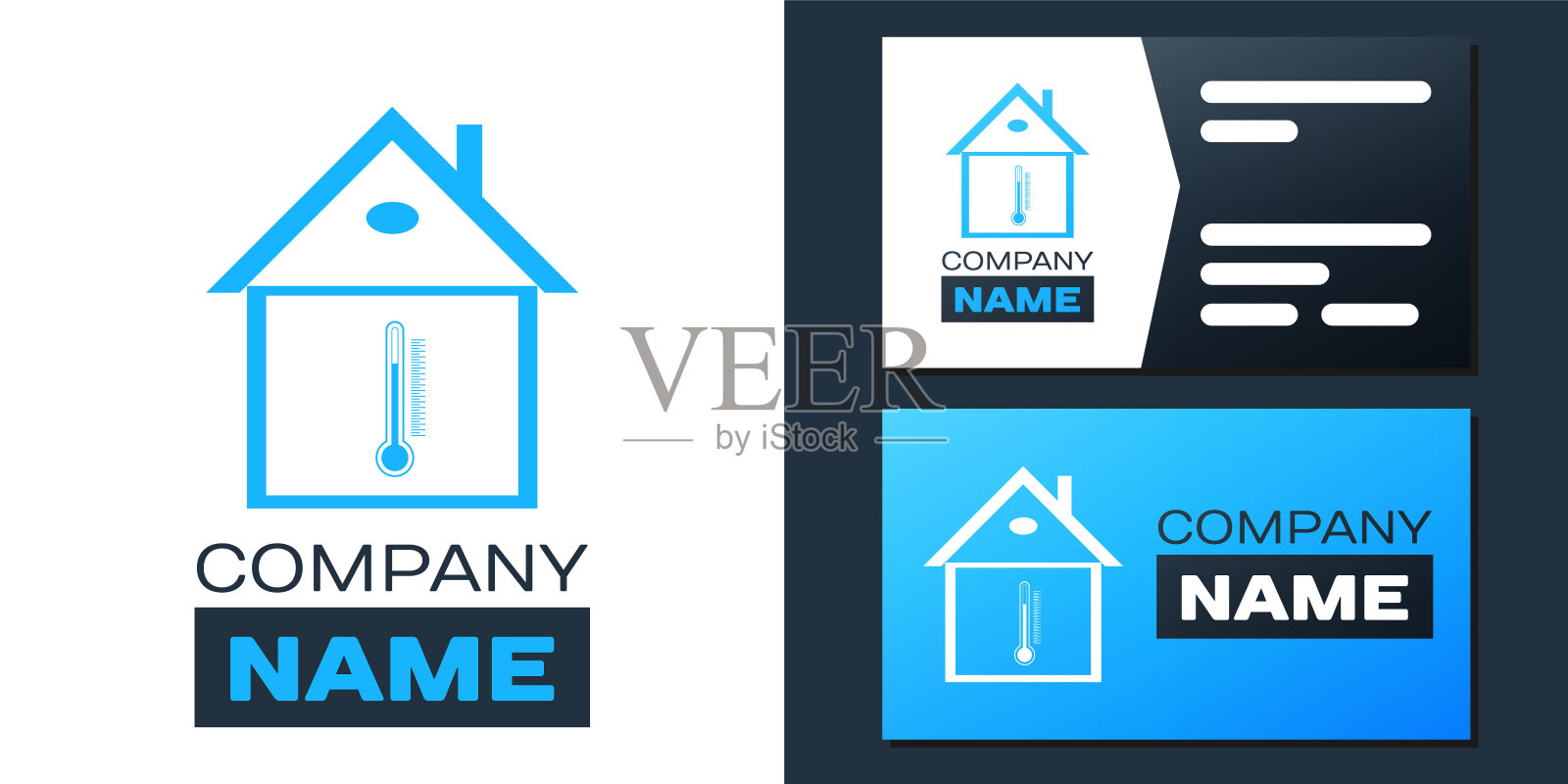 房子温度图标隔离在白色背景上。温度计图标。标志设计模板元素。向量插画图片素材