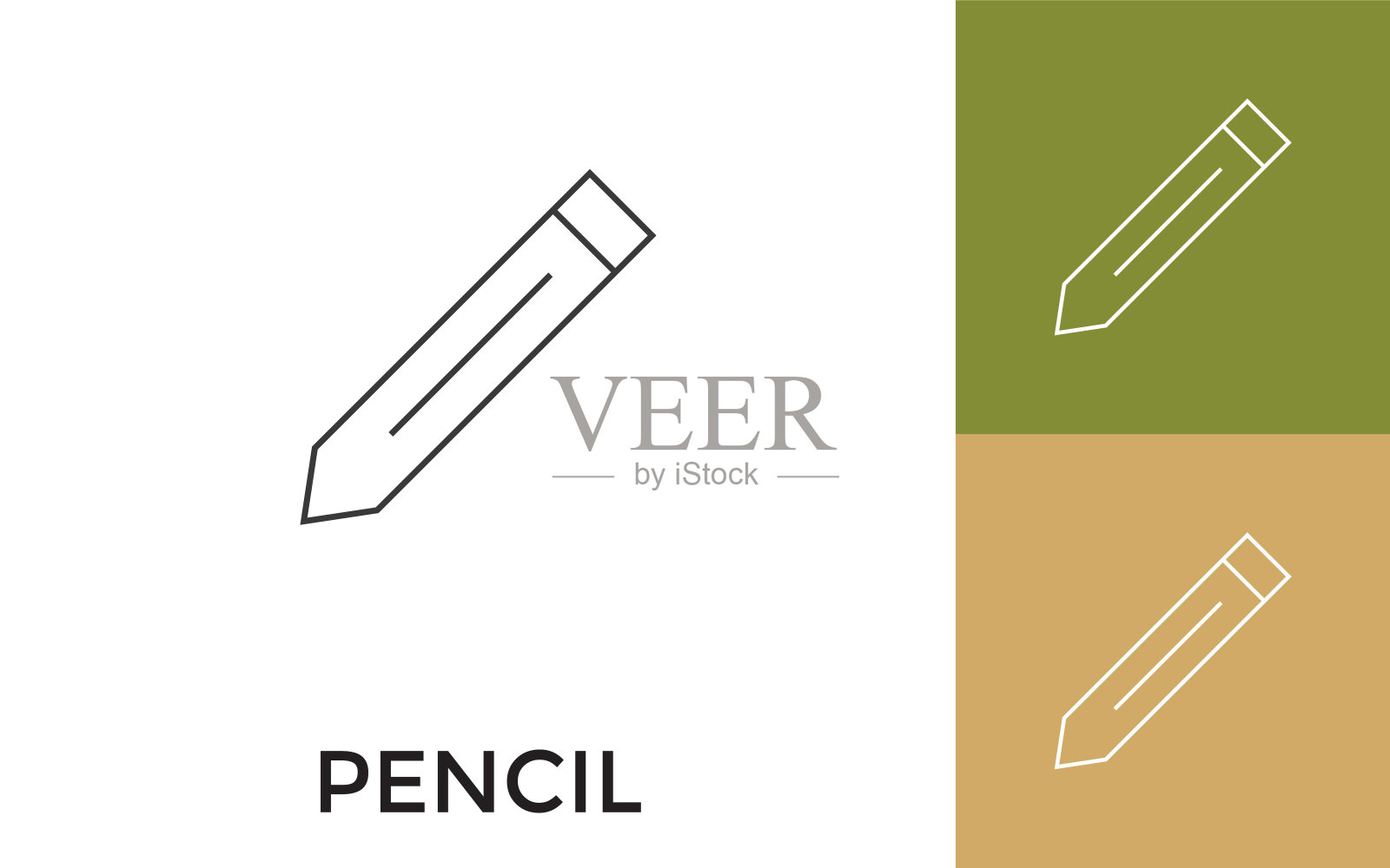 可编辑的铅笔细线图标与标题。适用于手机应用程序,网站,软件和印刷媒体。插画图片素材