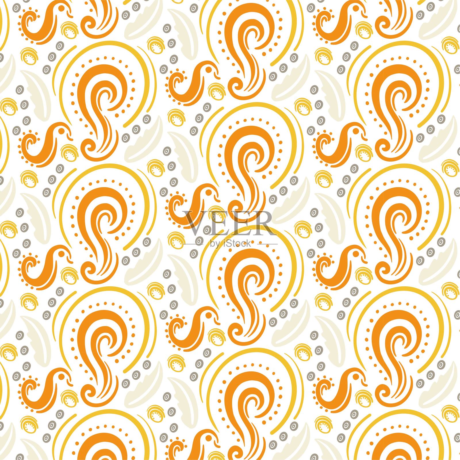 无缝复古图案与鲜花。插画图片素材