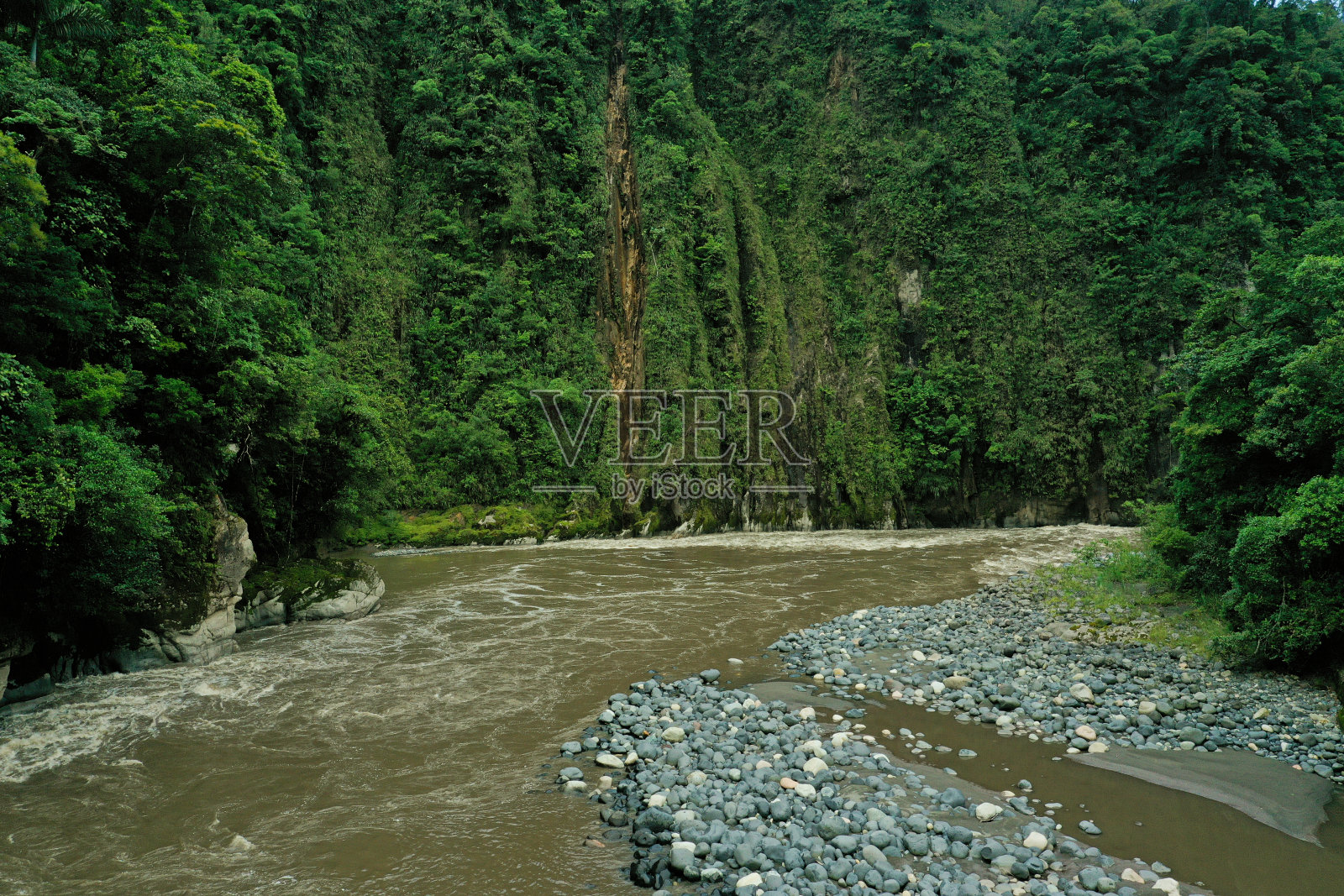 厄瓜多尔安第斯山脉的峡谷和一条大河照片摄影图片