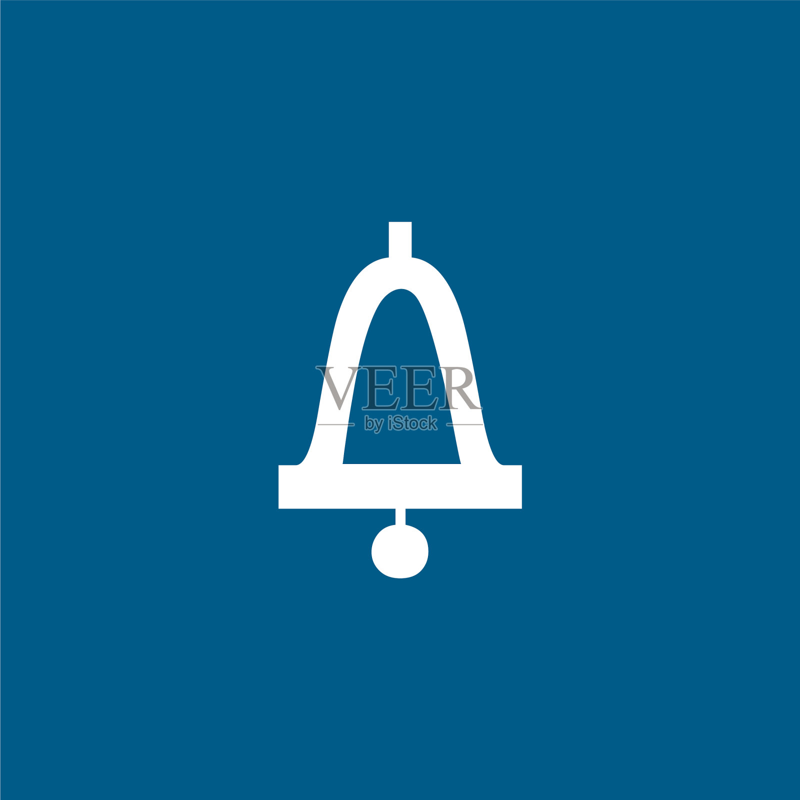 铃铛图标上的蓝色背景蓝色平风格图标素材