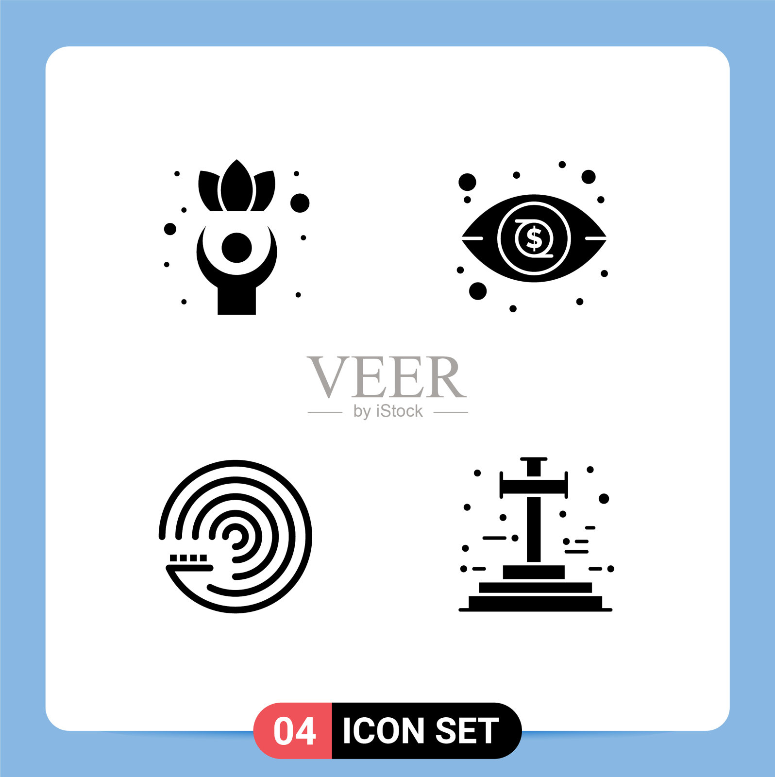 可编辑的线包4个简单的固体字形插画图片素材