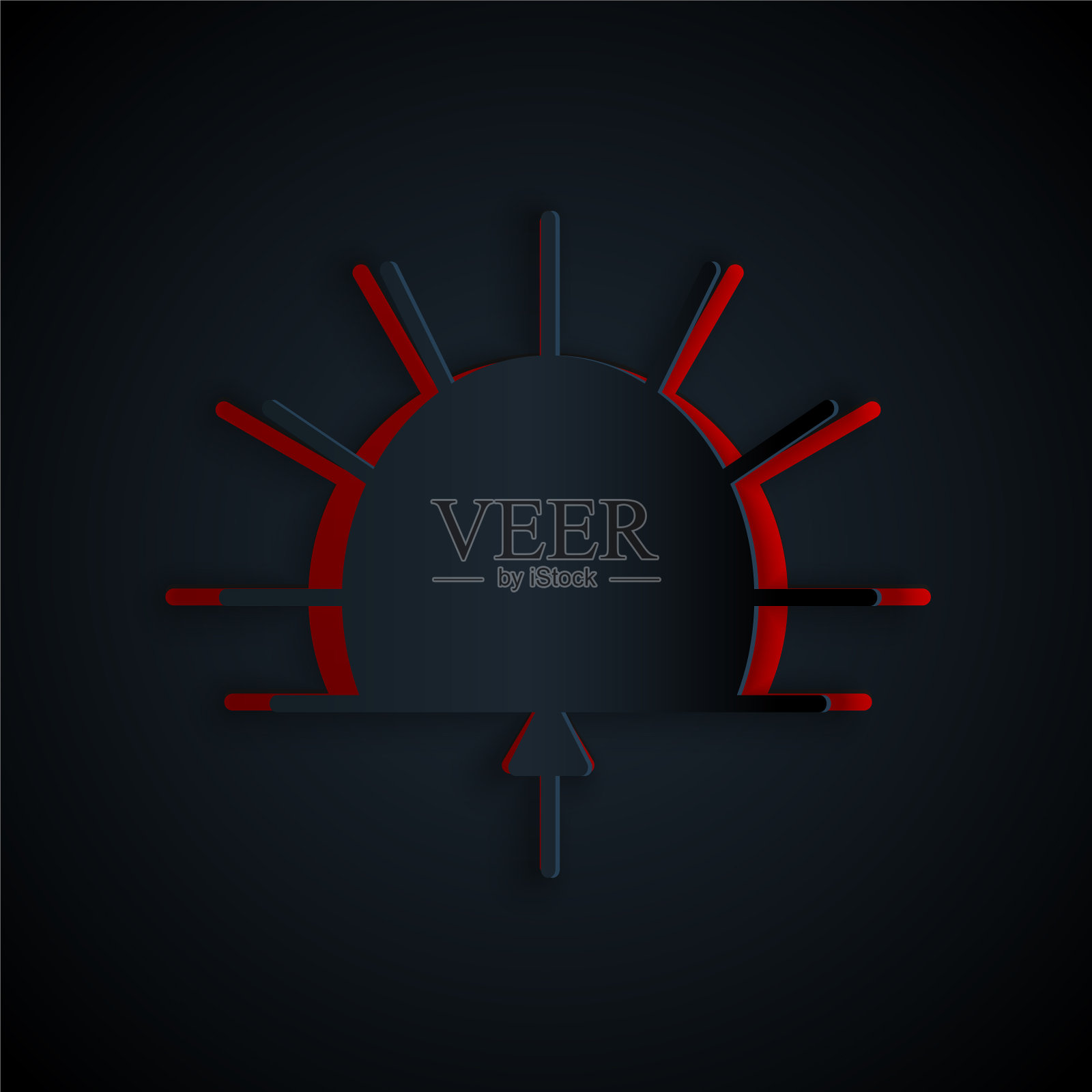 剪纸日出图标孤立在黑色插画图片素材