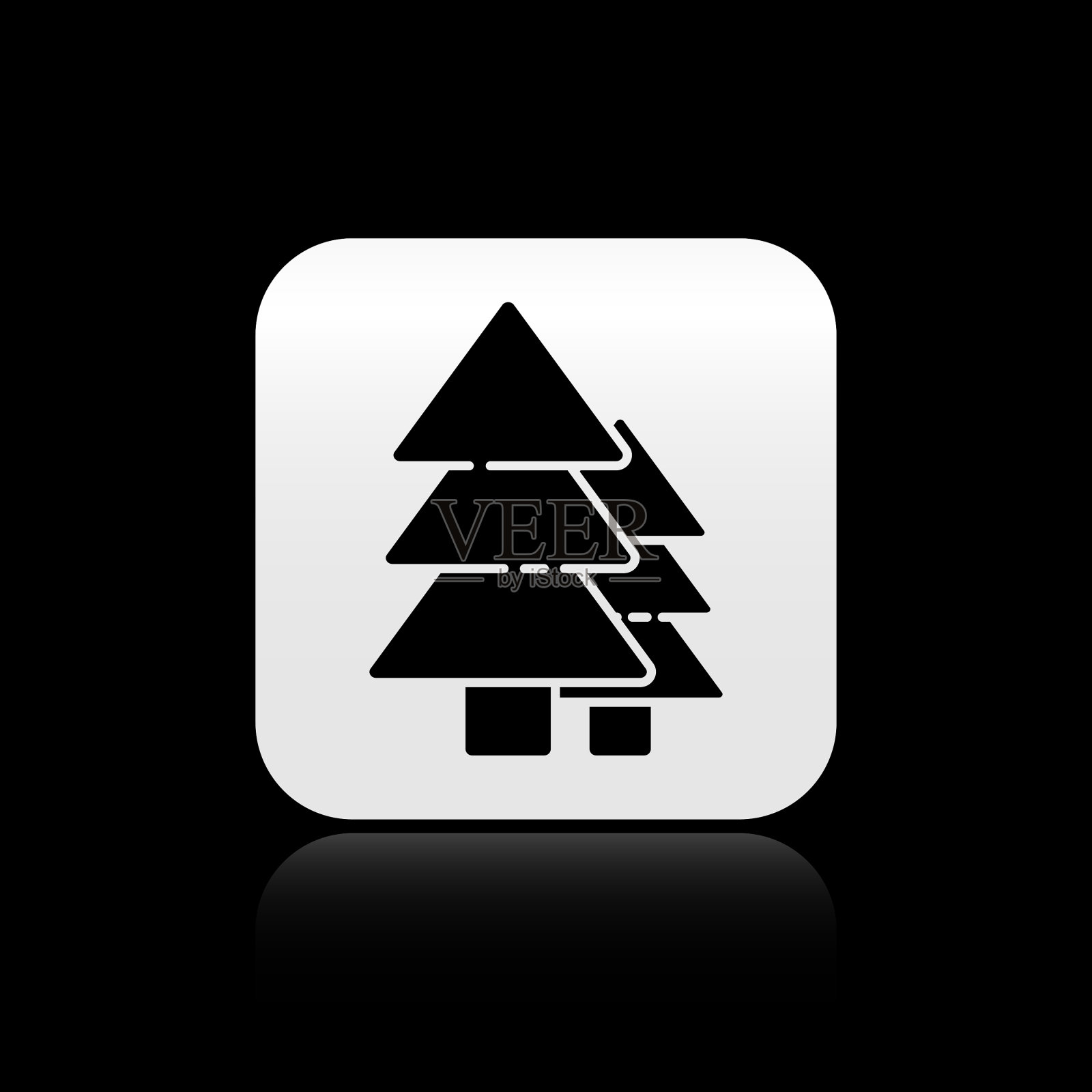 黑树图标孤立在黑色背景图标素材