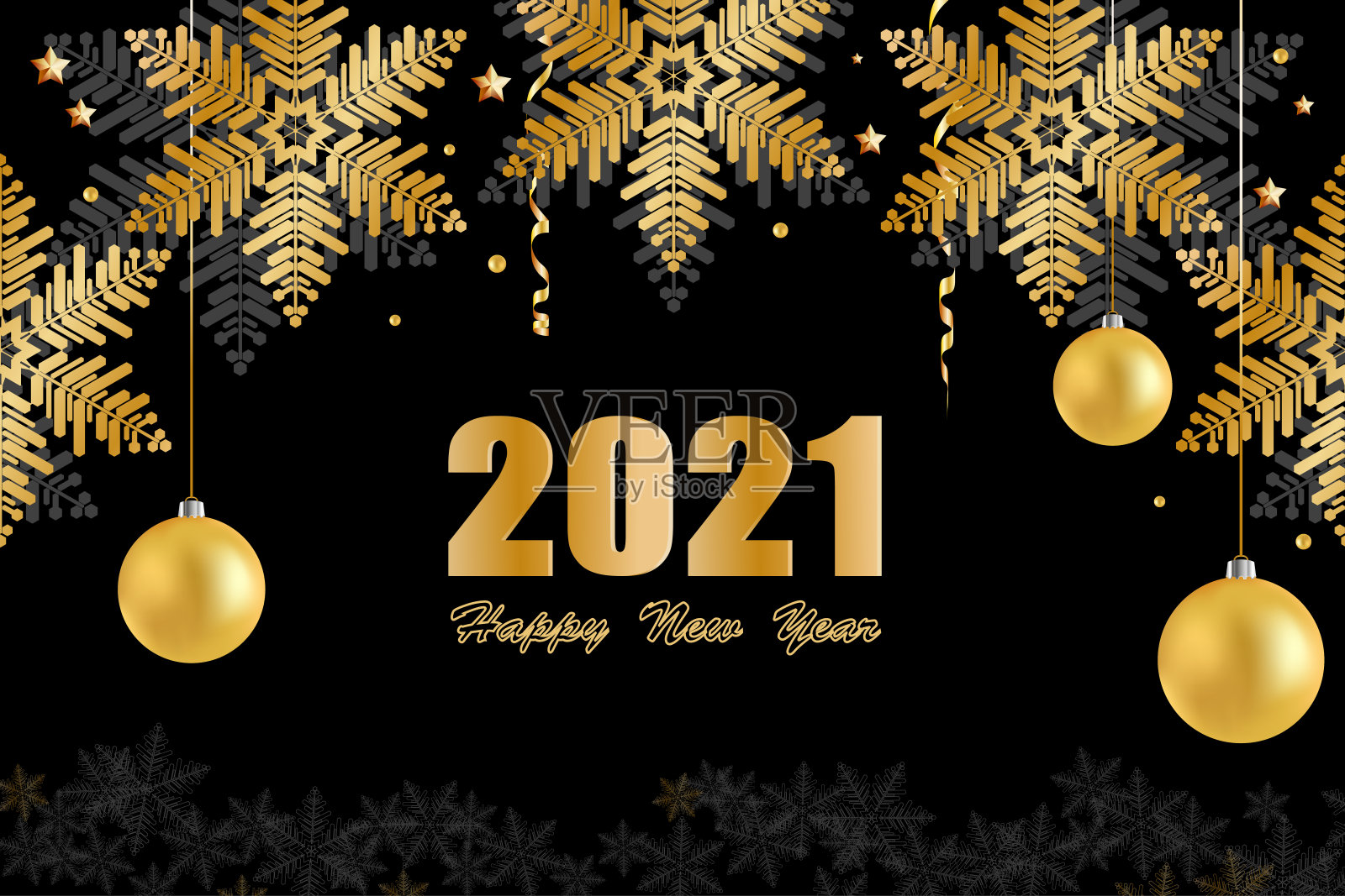 2021年,新年快乐,优雅的矢量插图,黄金数字2021标志插画图片素材