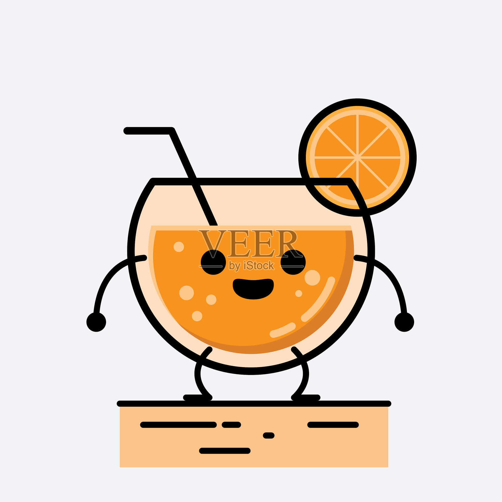 可爱的橙汁吉祥物人物在平面设计插画图片素材