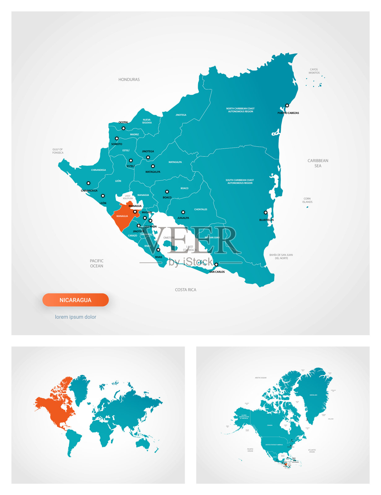 可编辑的模板映射尼加拉瓜标记设计模板素材