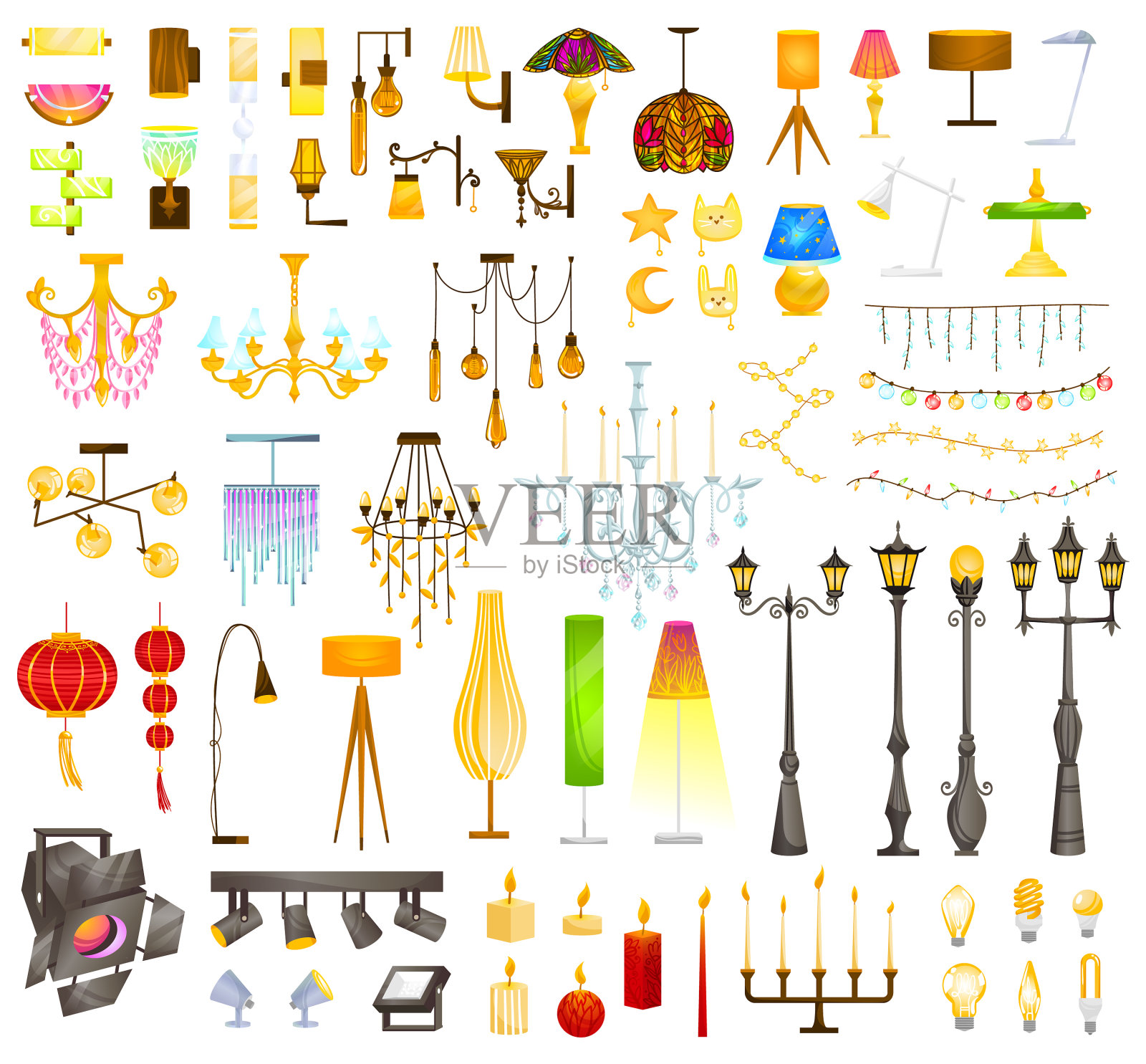 照明设备及灯具插画图片素材