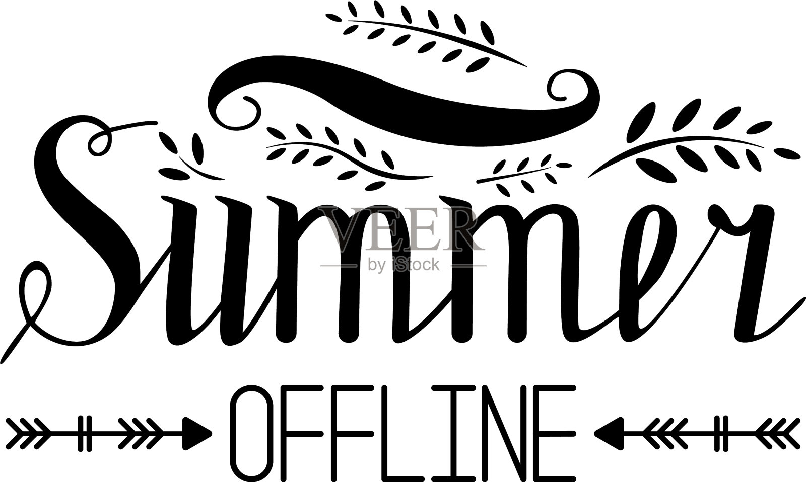夏天离线刻字插画图片素材