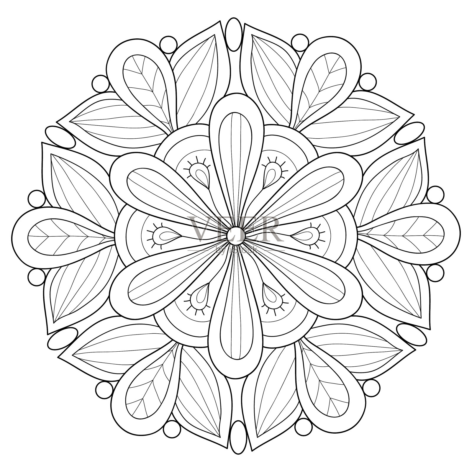 成人涂色书册上一幅禅宗曼荼罗的图像设计元素图片