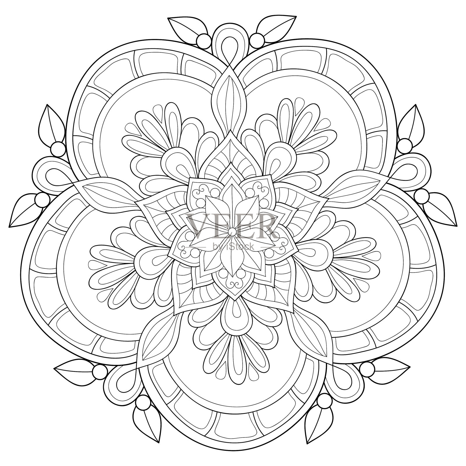 成人涂色书册上一幅禅宗曼荼罗的图像设计元素图片