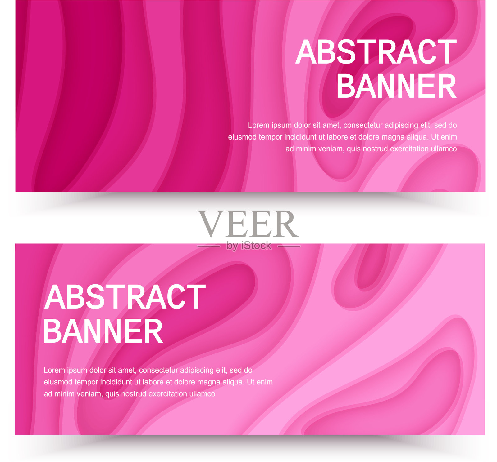 水平横幅与3d抽象粉色插画图片素材