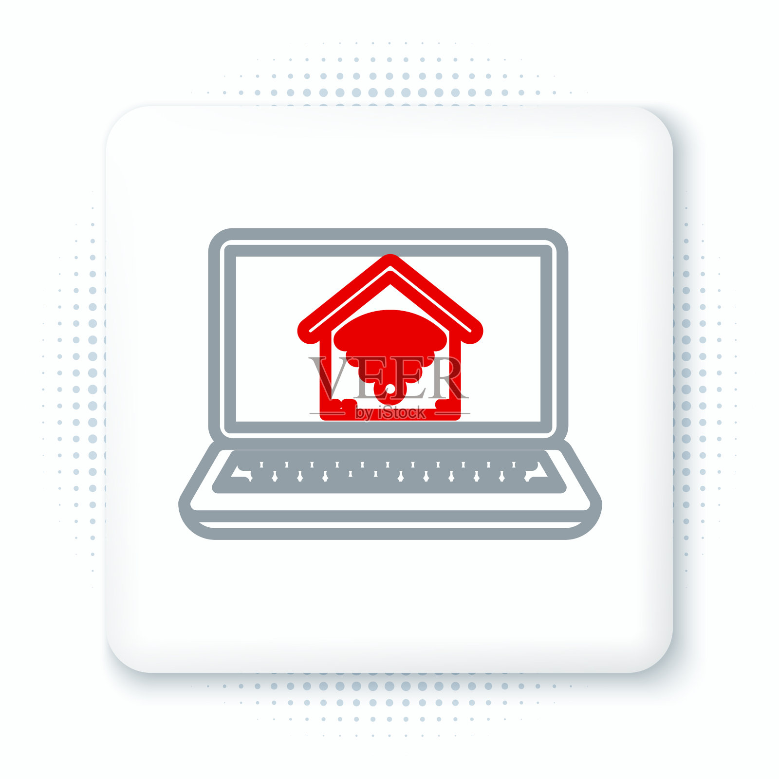 带wi-fi图标的智能家居笔记本电脑插画图片素材