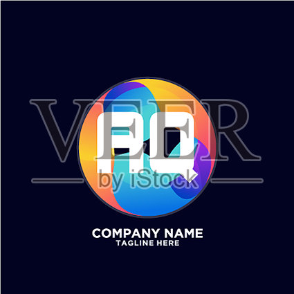 Aq初始标志与彩色圆模板插画图片素材