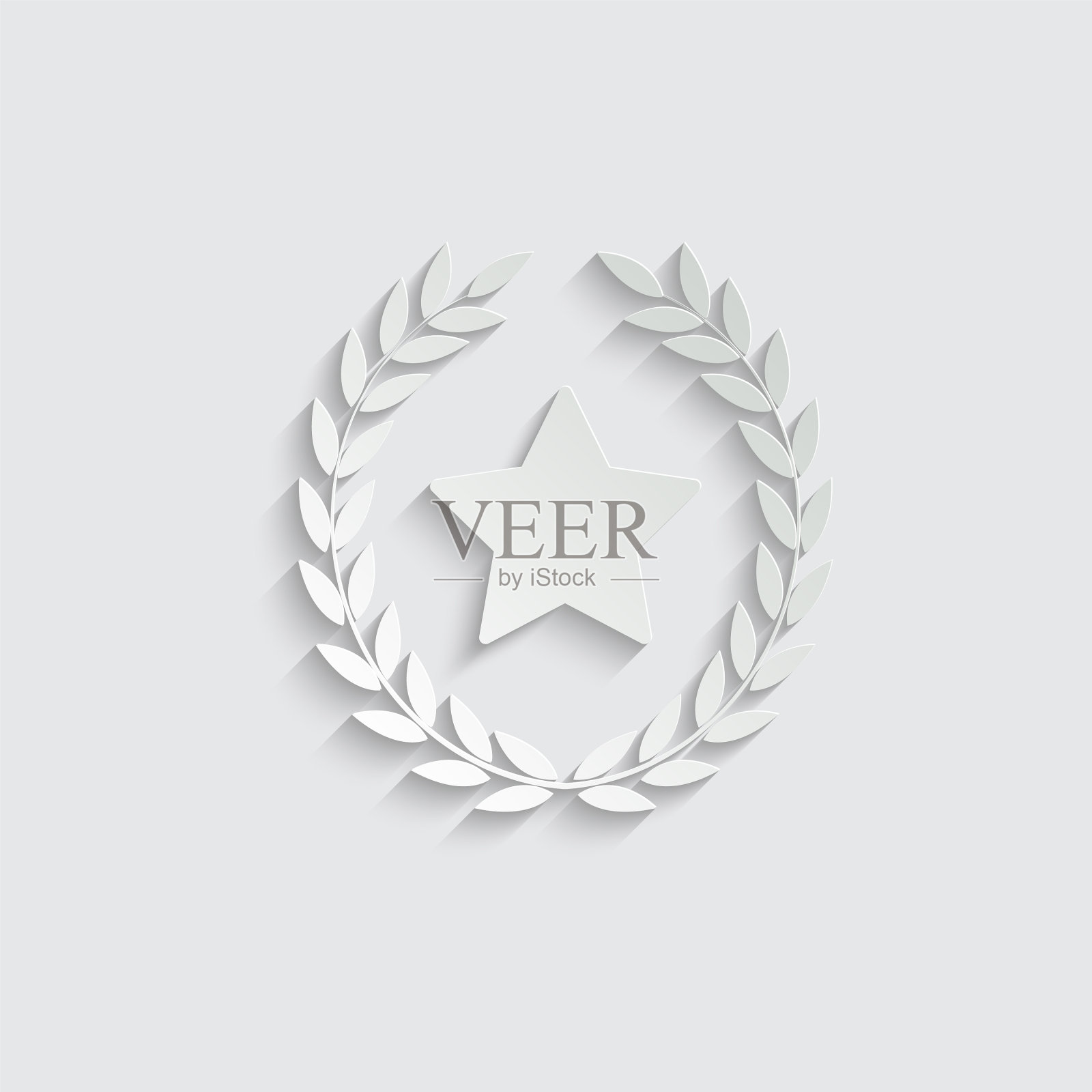 纸月桂花环与星的图标徽章图标素材