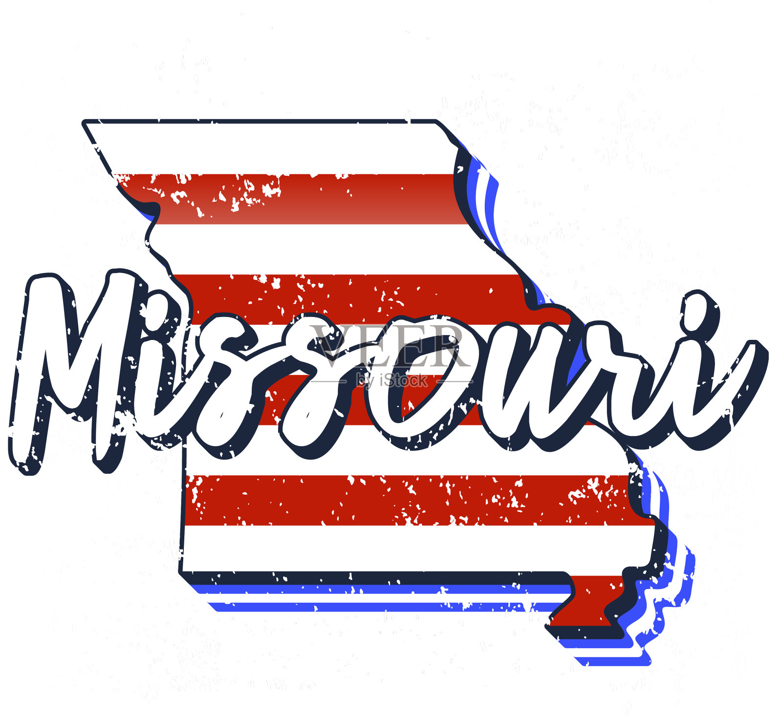 密苏里州地图风格的美国国旗插画图片素材