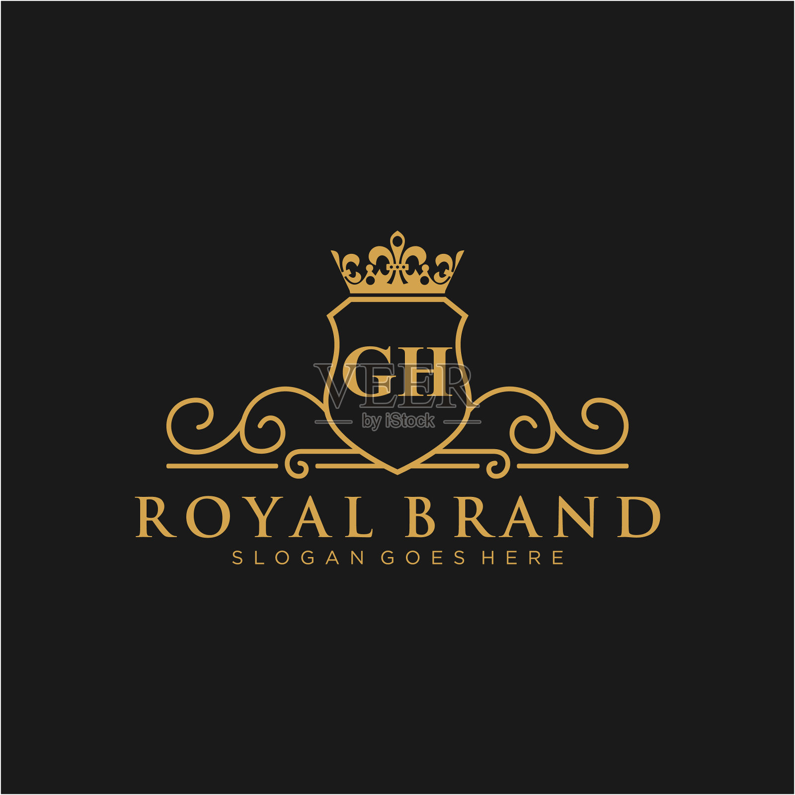 Gh字母初始豪华品牌标志模板插画图片素材