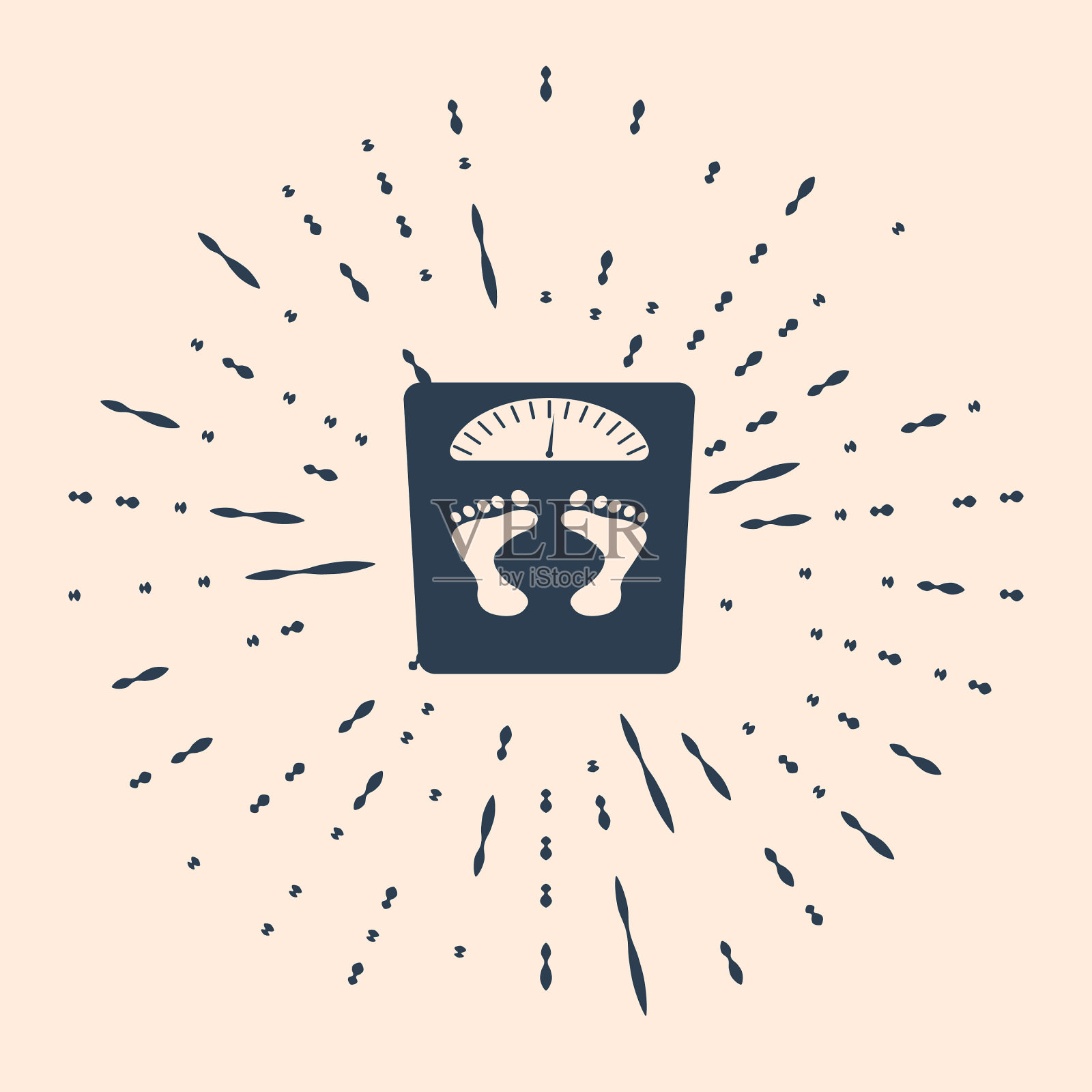 带有脚印图标的黑色浴室秤插画图片素材