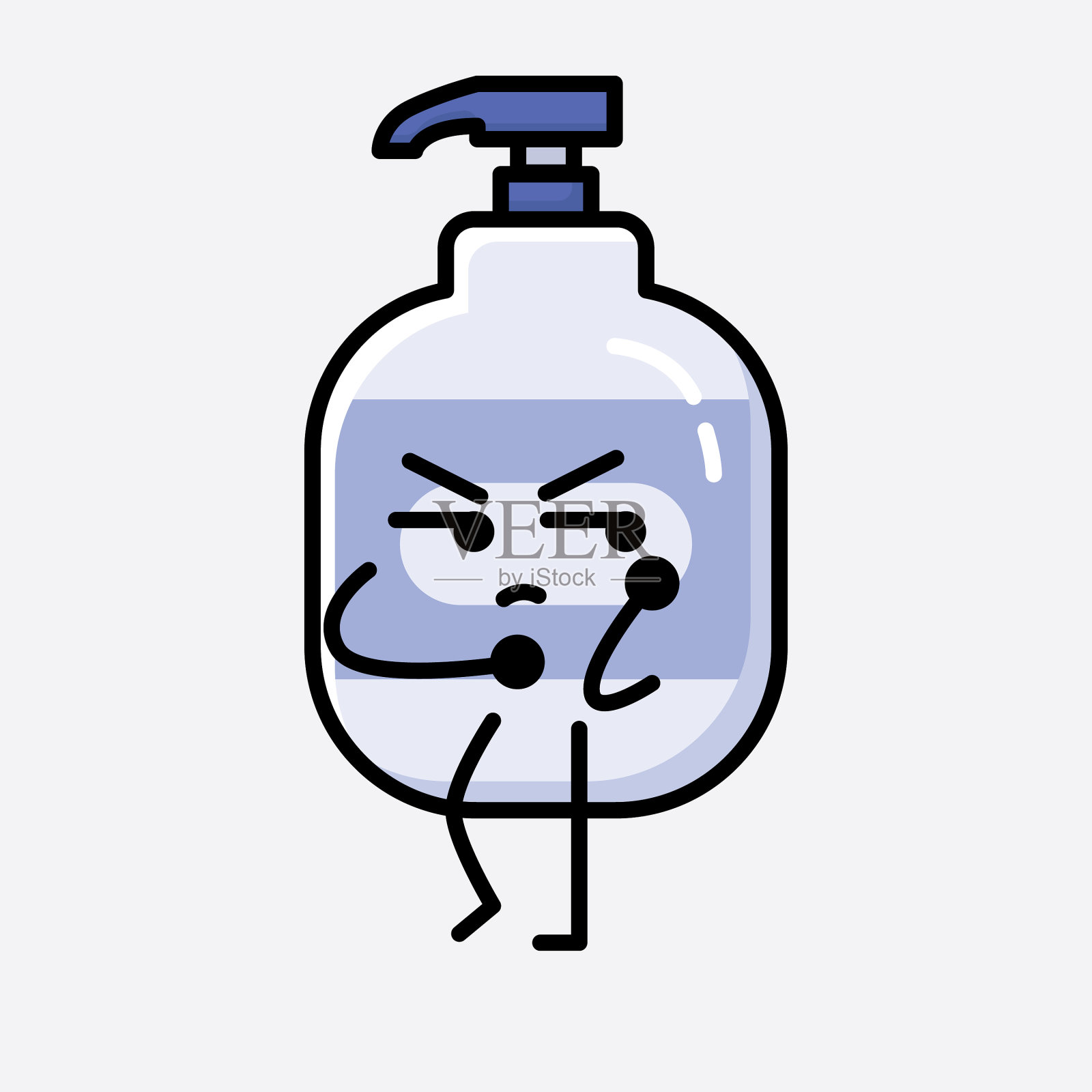 可爱的洗手液吉祥物人物在平插画图片素材