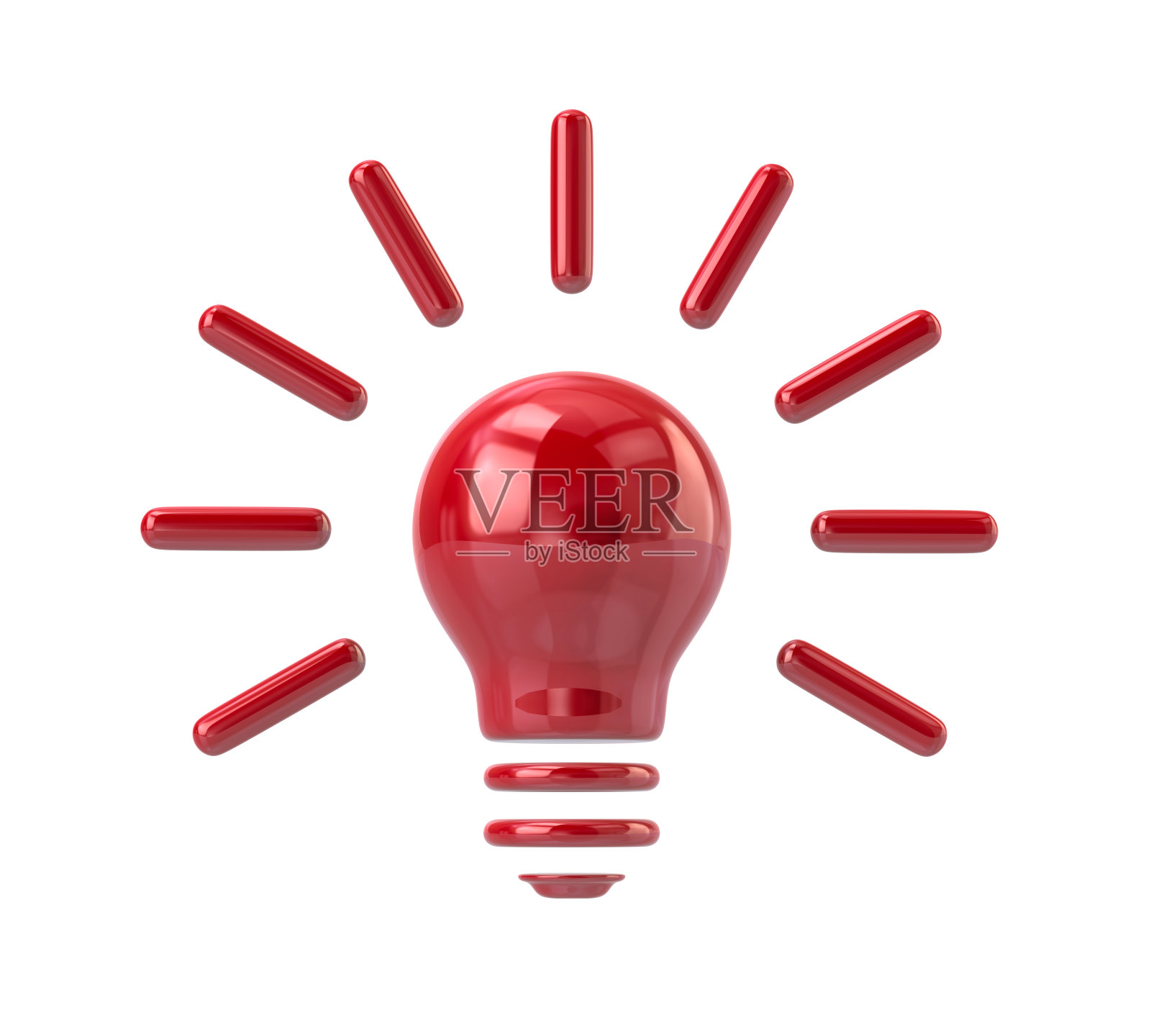 红色灯泡图标3d插图照片摄影图片