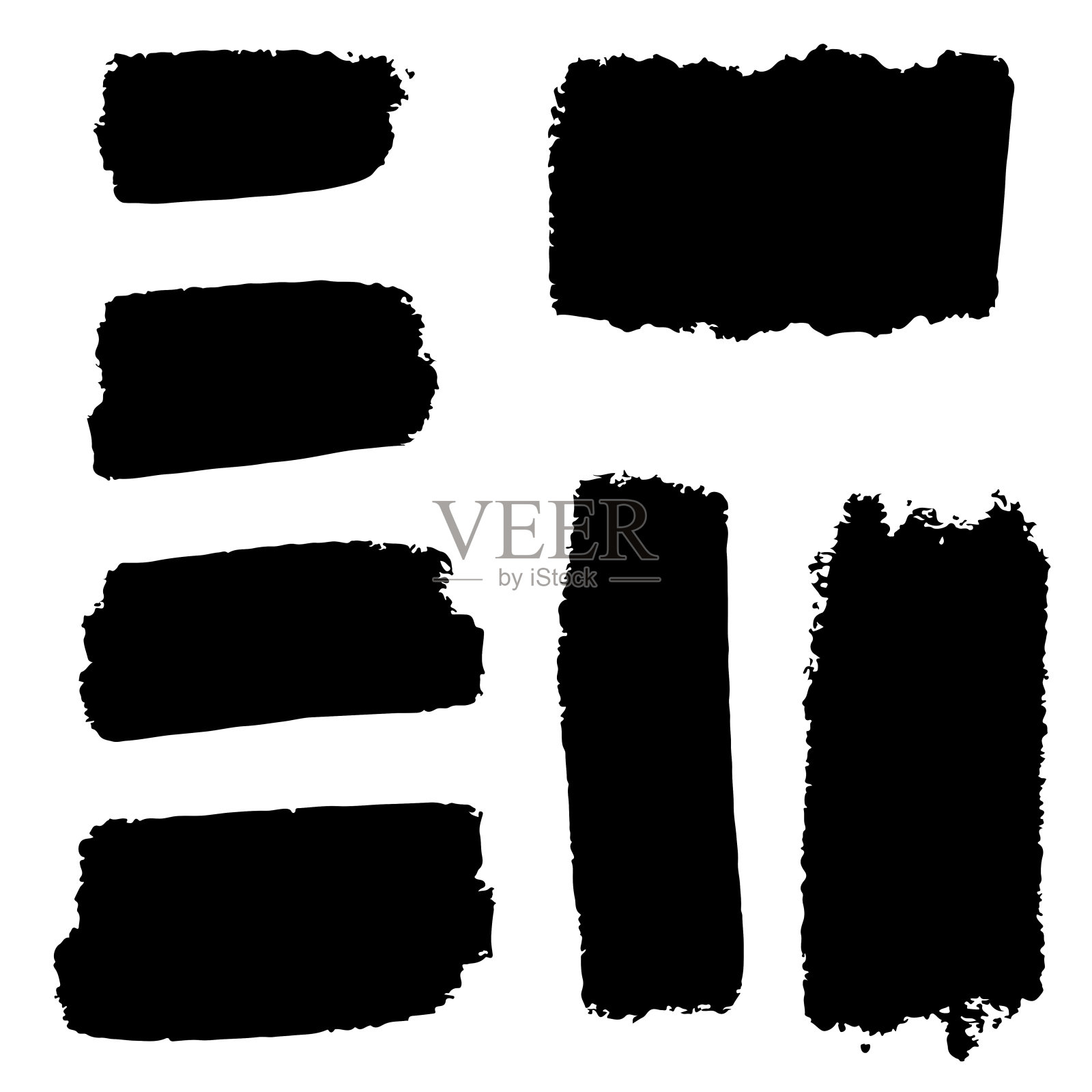 一组矢量笔触。集合矢量笔刷手绘图形元素。枯燥乏味的背景。插画图片素材