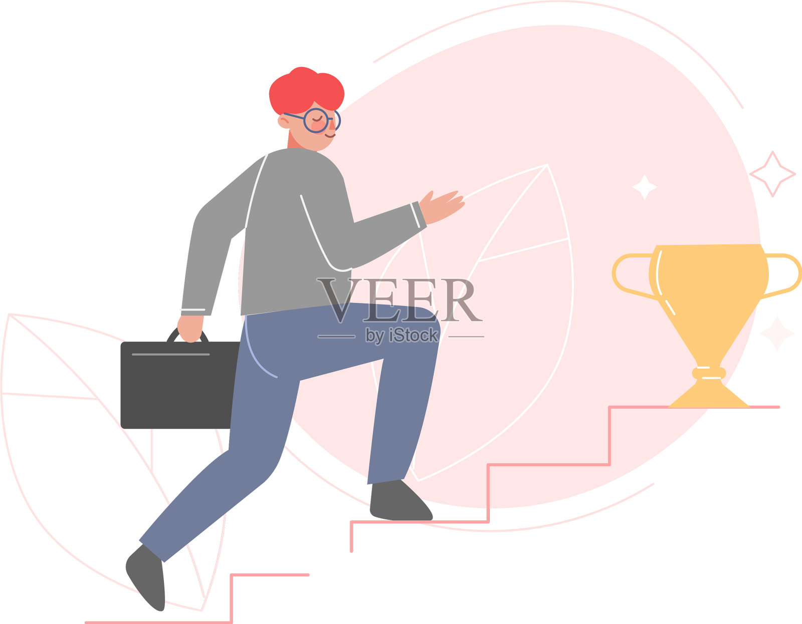 商人奔上成功的楼梯设计元素图片