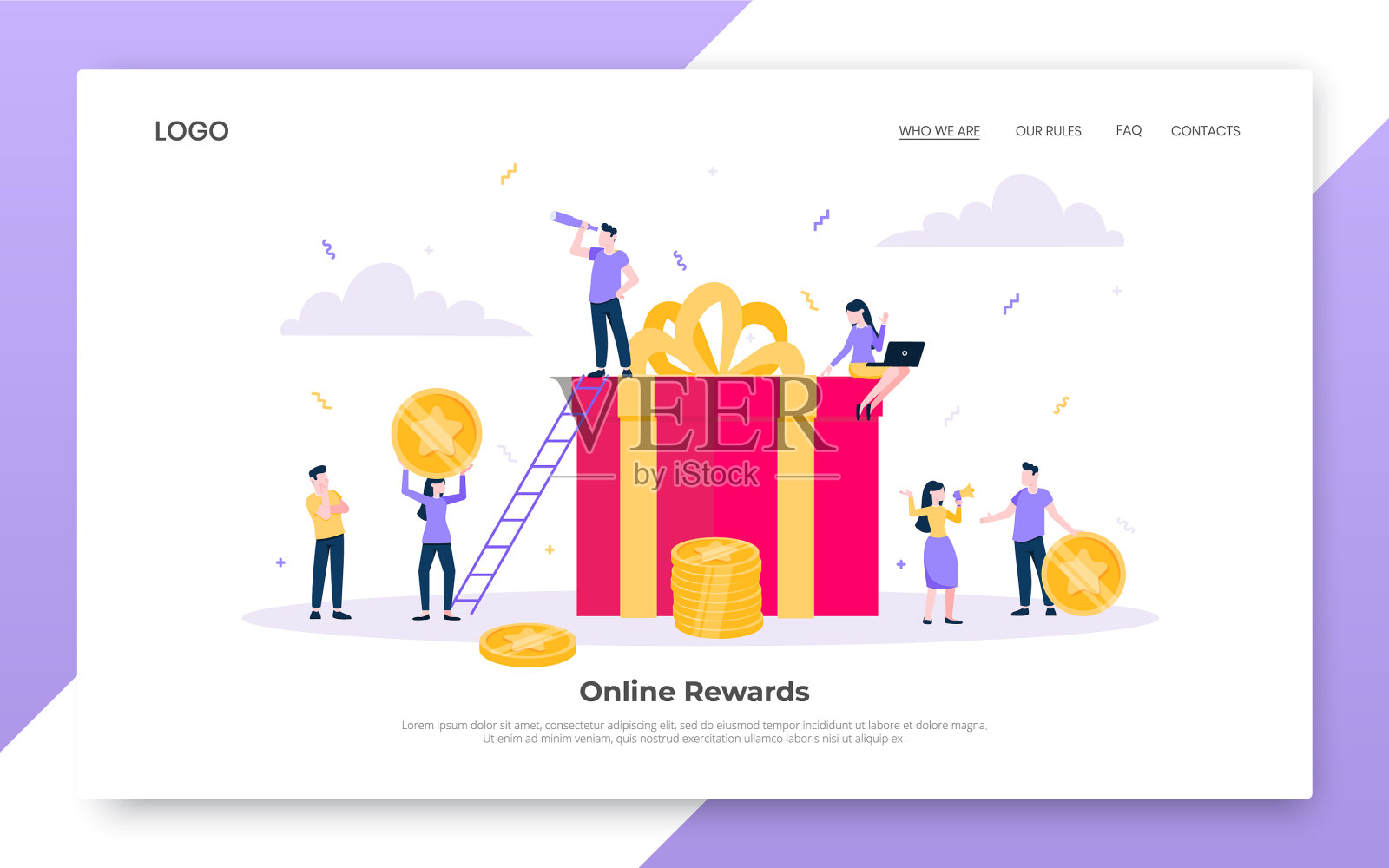 在线奖励模式设计插画图片素材