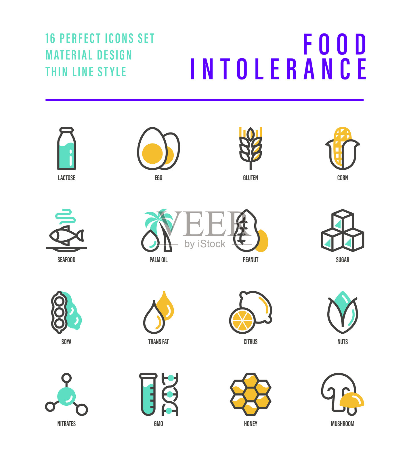 食物不耐细线图标设置标志图标素材
