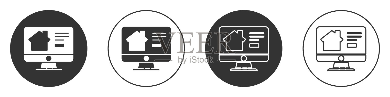 黑色在线房地产房子显示器图标图标素材