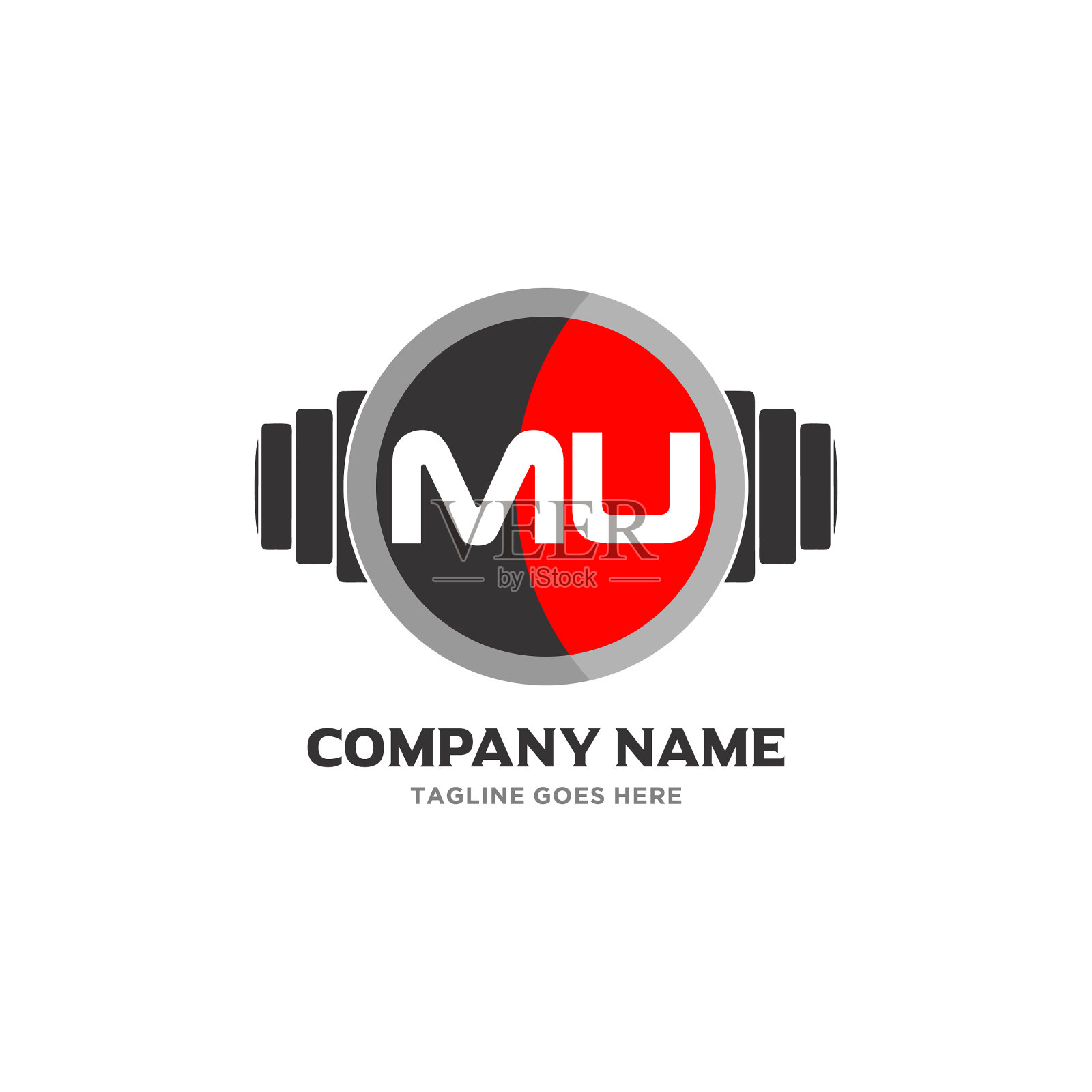 Mu字母标识设计健身和音乐图标插画图片素材