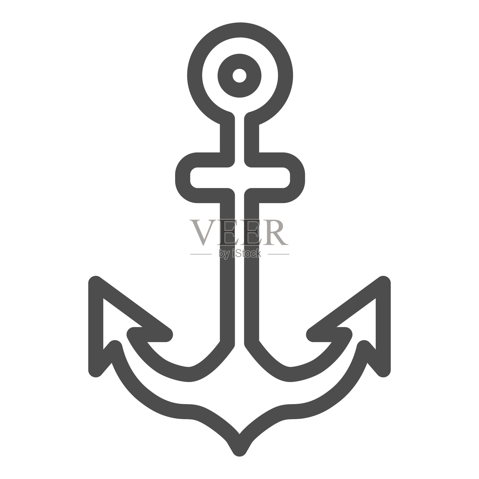 锚线图标海洋概念导航和插画图片素材