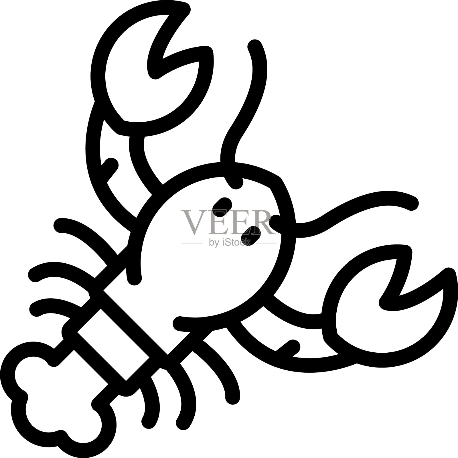 海龙虾图标轮廓风格插画图片素材