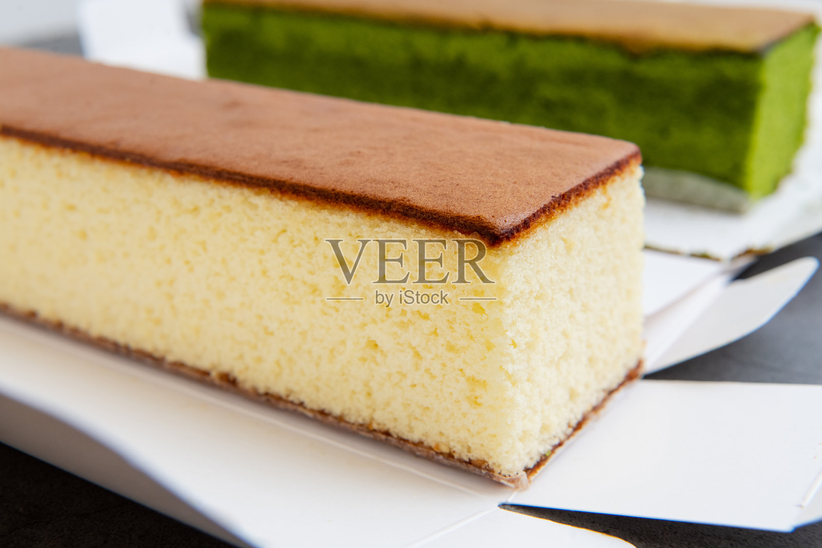 抹茶蜂蜜海绵蛋糕,castella蛋糕(日本海绵蛋糕)照片摄影图片