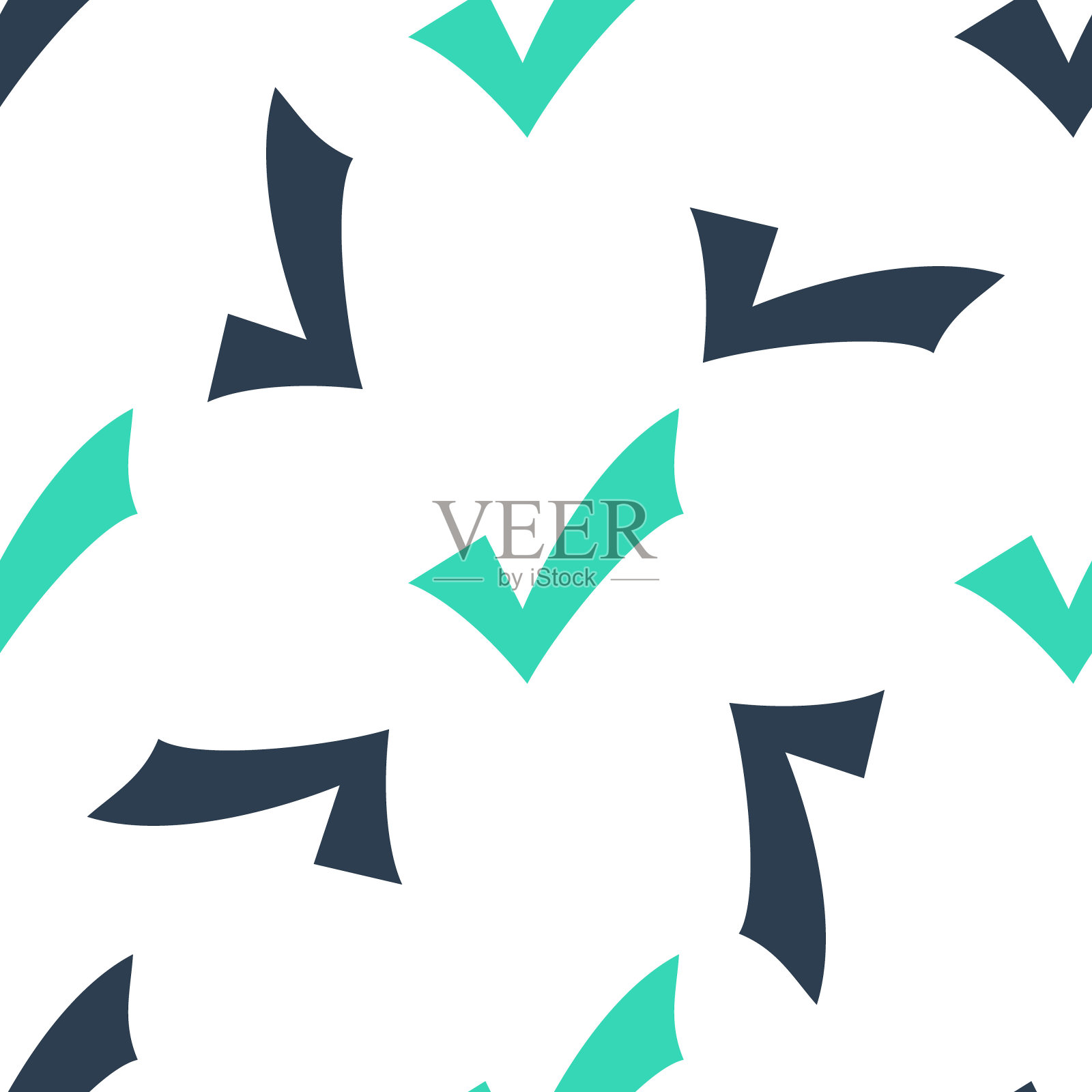 绿色复选标记图标隔离无缝模式上的白色背景。蜱虫的象征。向量插画图片素材