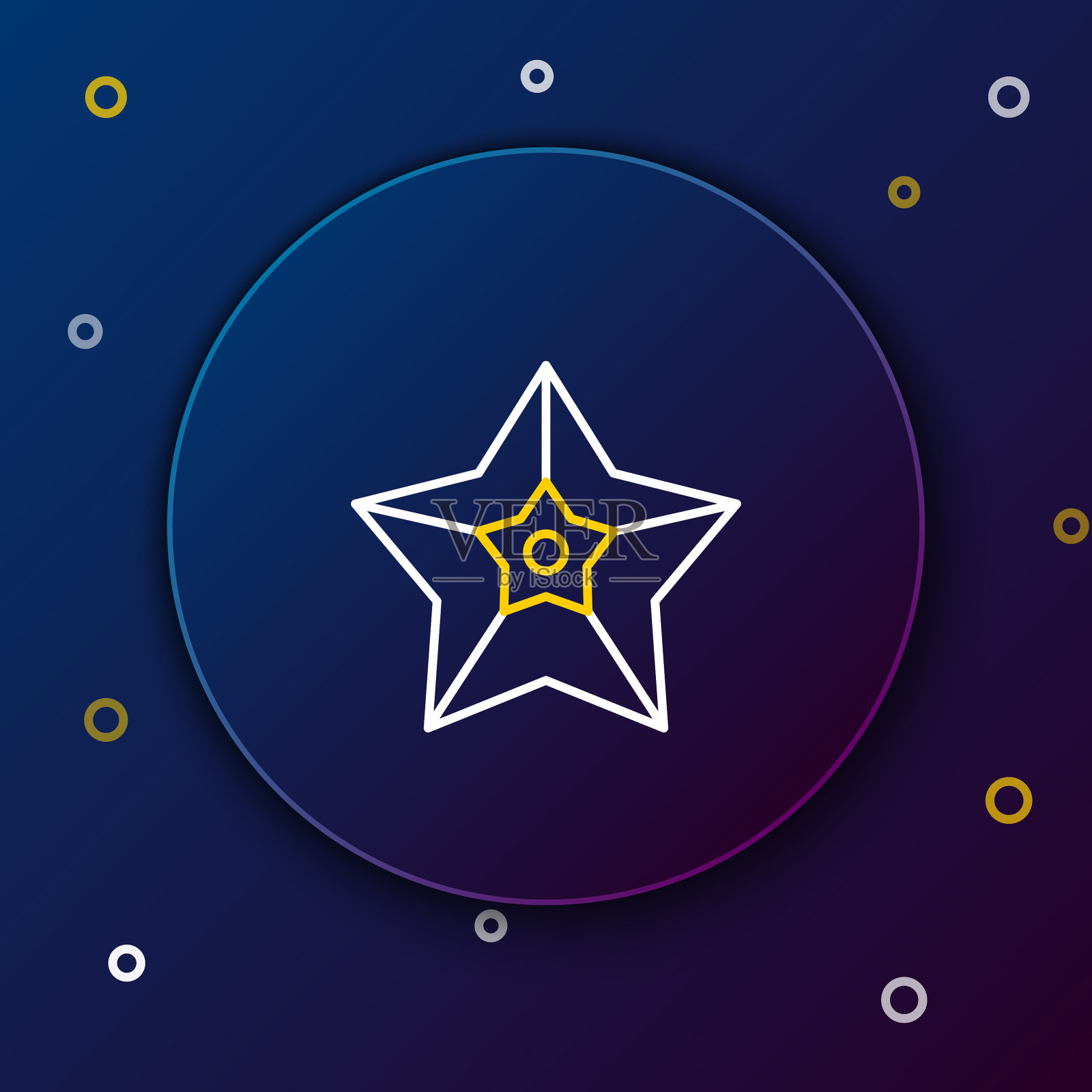 线圣诞明星图标孤立在蓝色图标素材