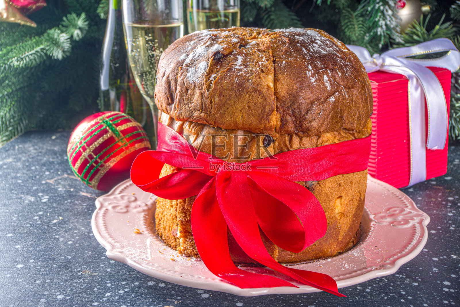 美味的意大利圣诞彩饰照片摄影图片