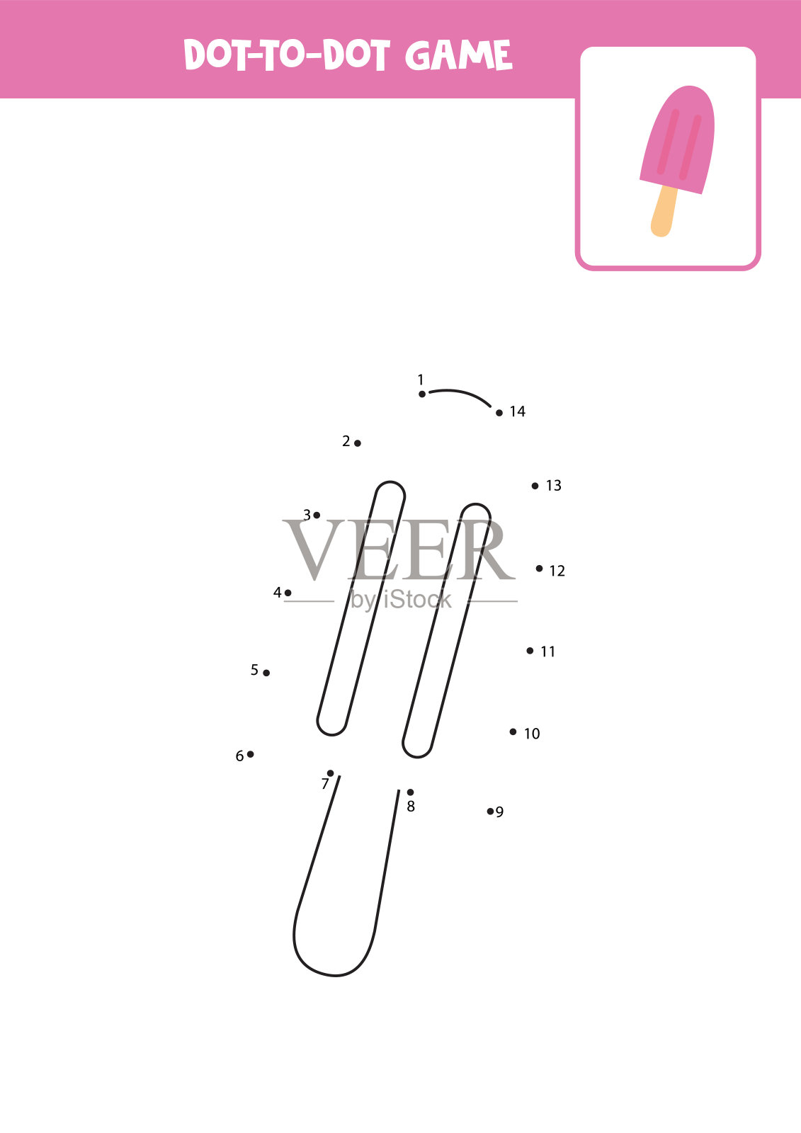 为孩子们练习书写。点到点的冰淇淋。插画图片素材