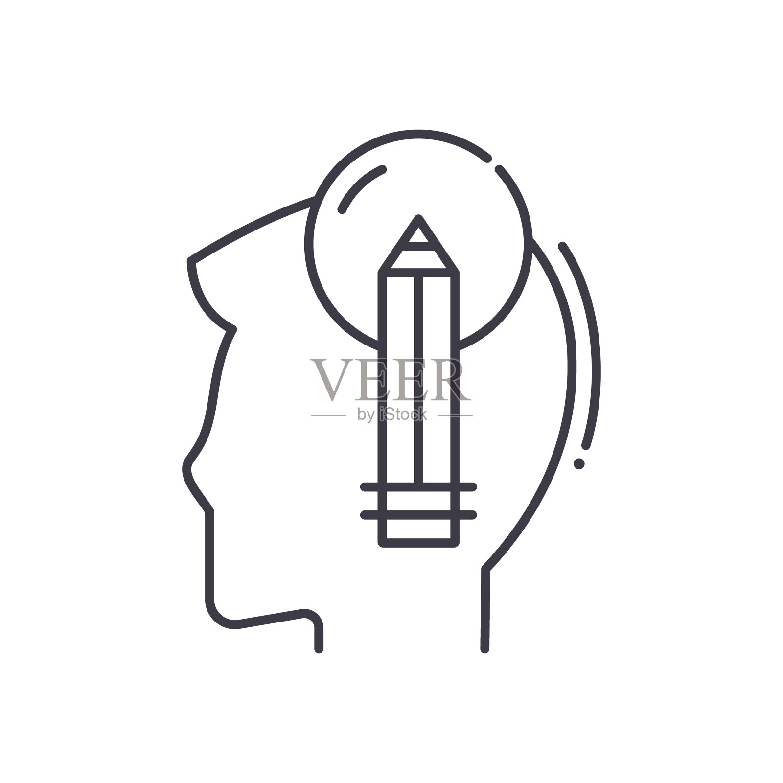 创意生成图标,线性孤立的插图,细线矢量,网页设计标志,大纲概念符号与可编辑的笔触在白色的背景。插画图片素材