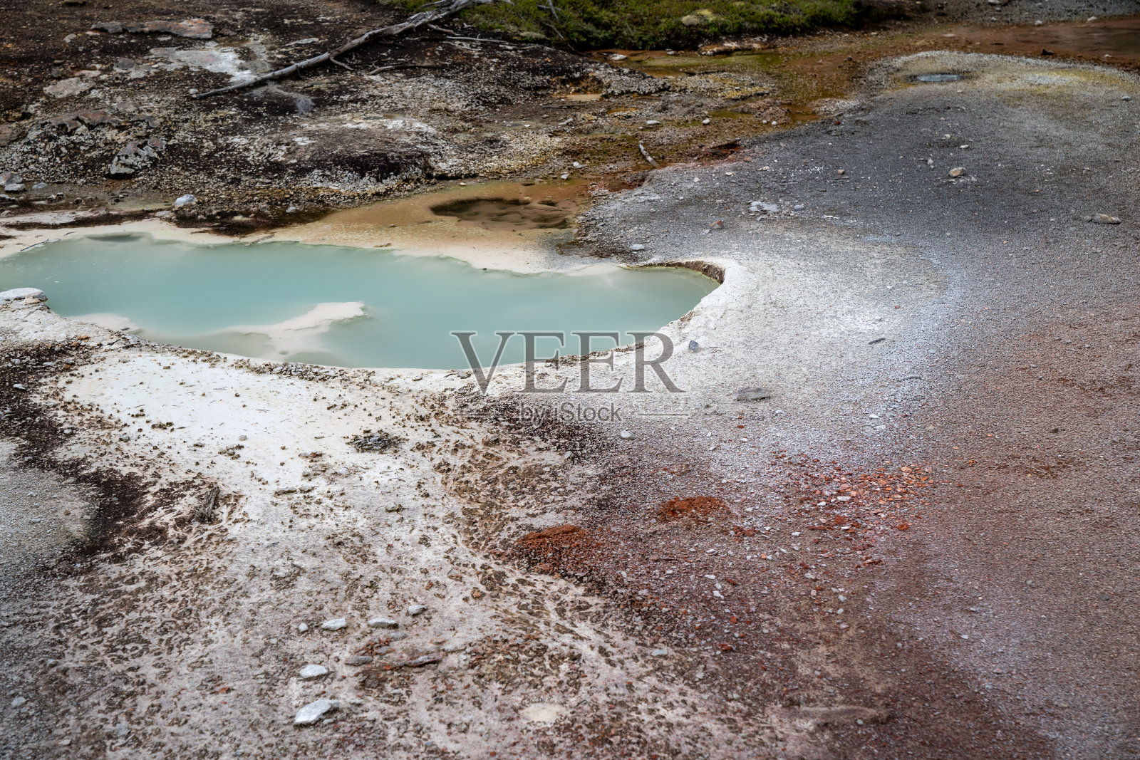 怀俄明州黄石国家公园的艺术家画罐区,彩色温泉(近距离)照片摄影图片