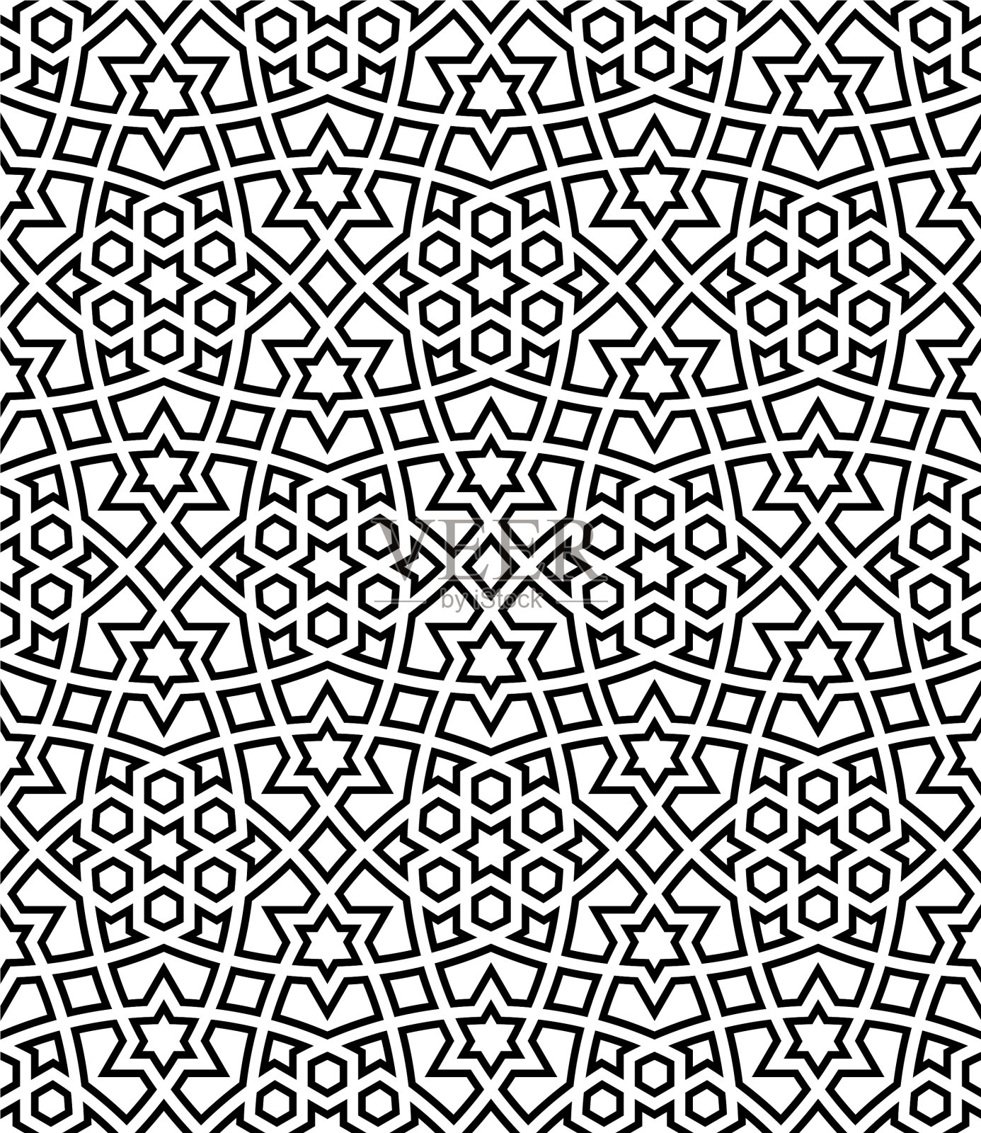 无缝阿拉伯几何装饰黑色和插画图片素材