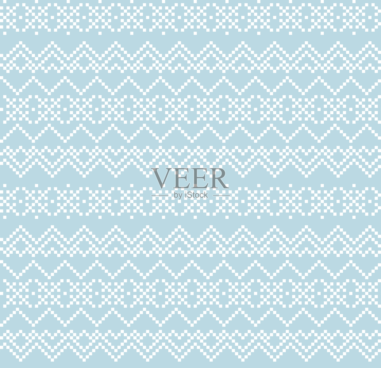 天蓝色圣诞集市岛无缝图案插画图片素材