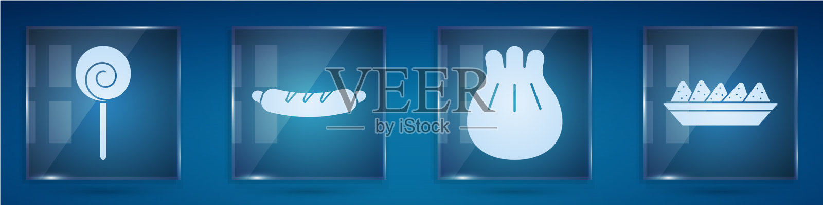 把棒棒糖热狗三明治放在切块上图标素材